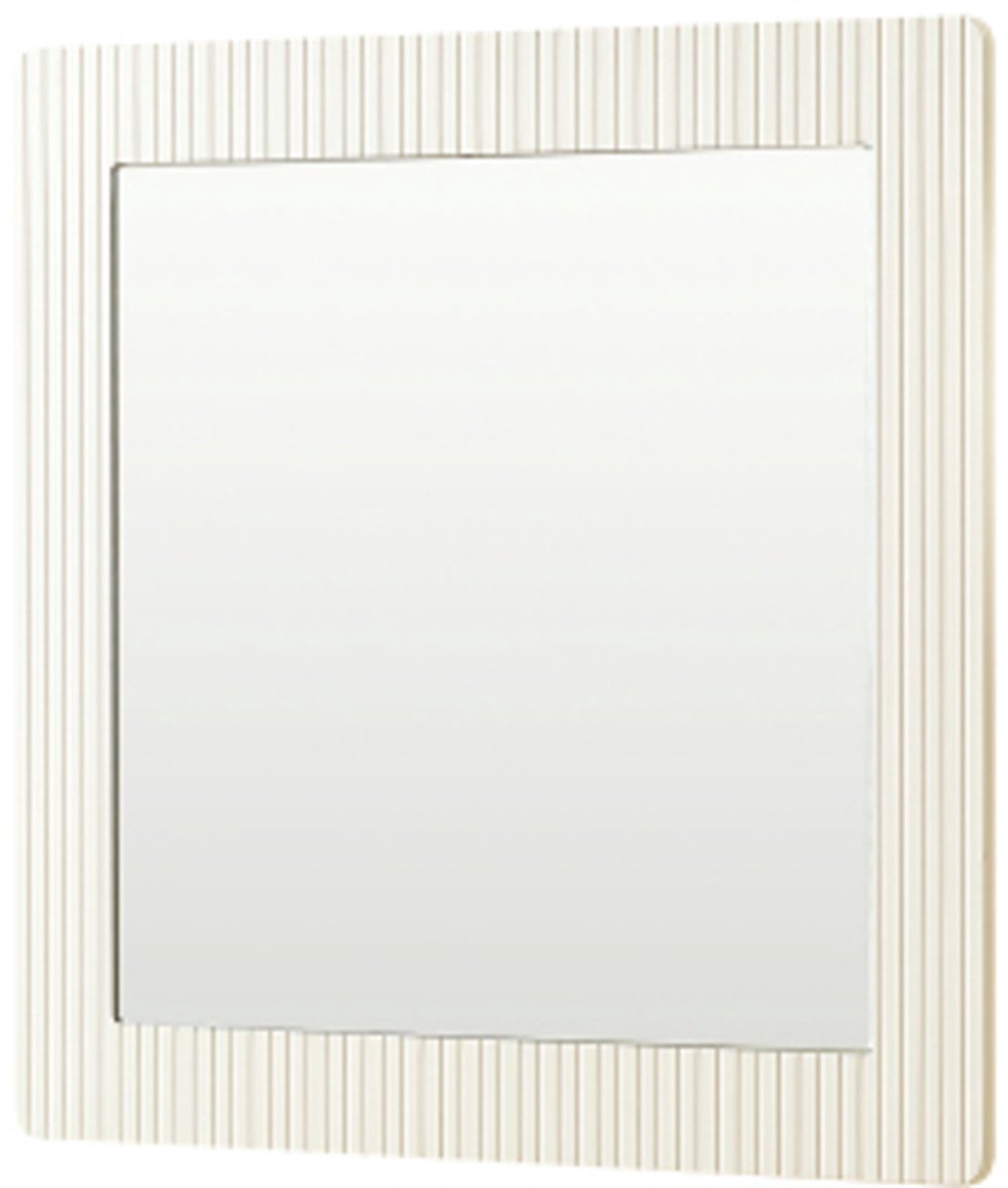 Wandspiegel - Interieuraccessoire Voor Hal en Slaapkamer - Vierkante 80x80cm Spiegel Met Wit Houtlook Lijst - Sierspiegel - Slaapkamerspiegel - Woonkamerspiegel - Tijdloze Wandspiegel Met Heldere Spiegelflaken