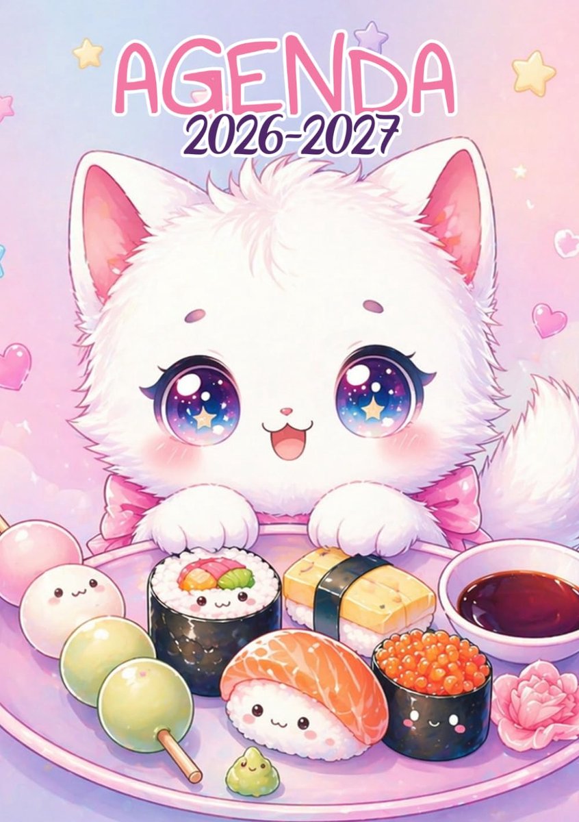 SnelShoppen - Agenda Scolaire 2026-2027 | Kawaii Chat | Journalier (1 pagina per dag) | 12x17 cm | Sept 2026 – jul 2027 | Voor meisjes in het primair