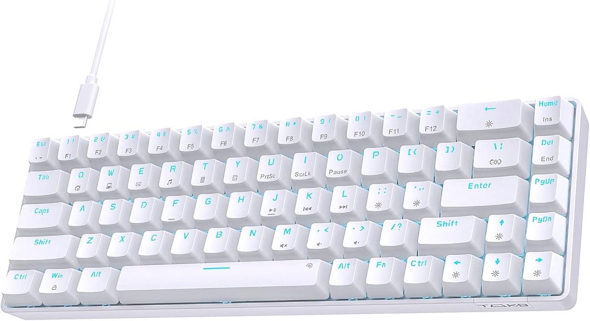 SnelShoppen - TMKB Mechanisch Gaming Toetsenbord, T68se 60% Compact QWERTY Toetsenbord met USB Kabel, Anti Ghosting Mini Rood Schakelaars voor PC Wind