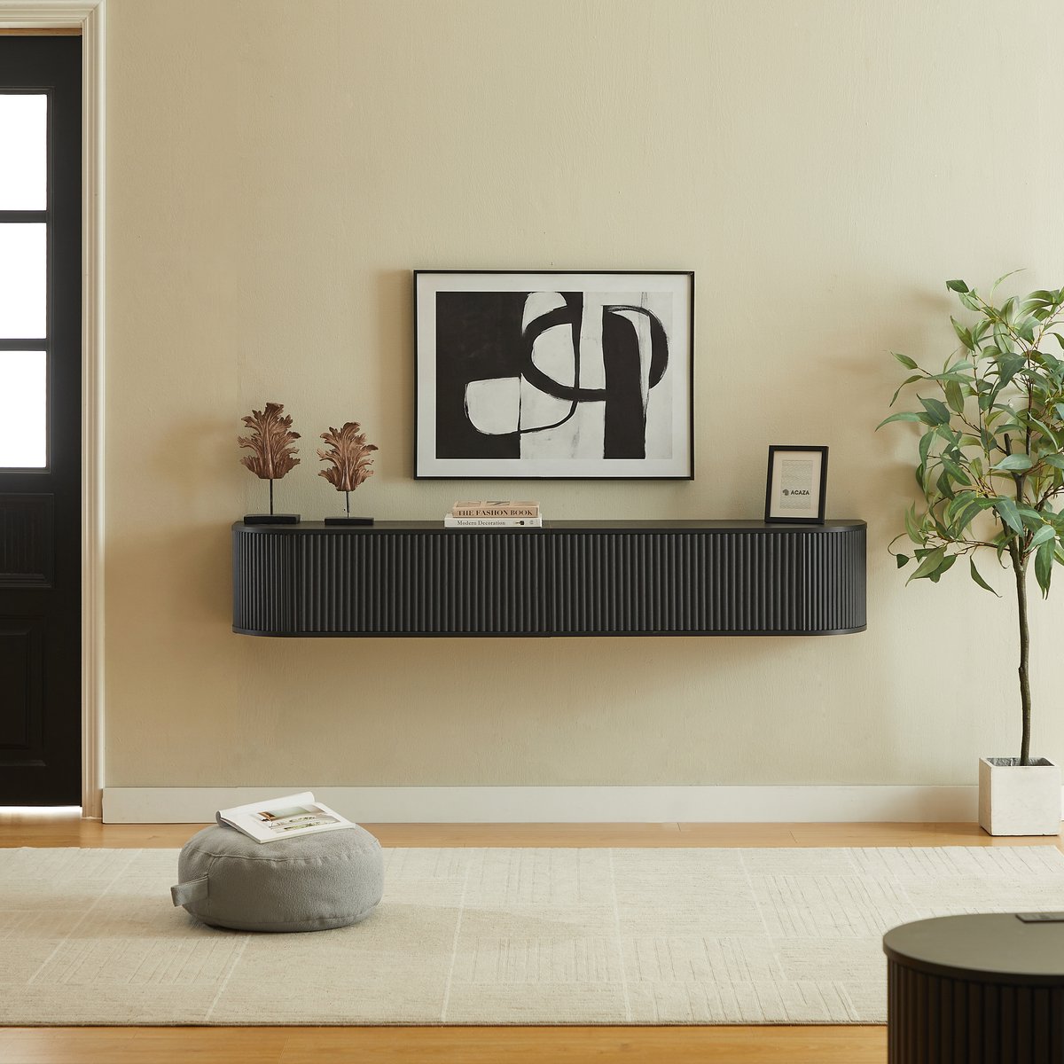 Clruro Tv-meubel - 180 × 32 × 30 cm - Wandmodel - met Kabeldoorvoer - Spaanplaat en MDF