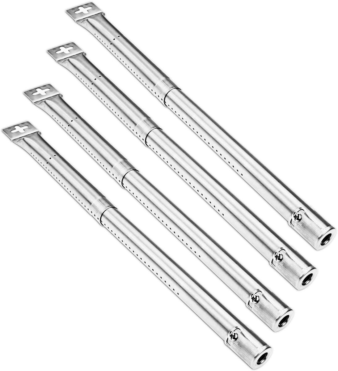 SnelShoppen - Universele BBQ Gas Grill Vervangingsset - RVS Instelbare Tube Branders - 4 Stuks voor Camping, Tuin en Keuken - 30.5 tot 44.5 CM