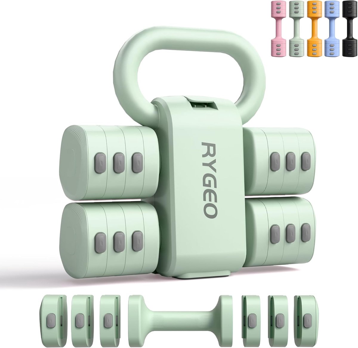 SnelShoppen - 2-in-1 Verstelbare Dumbbell Set voor Vrouwen - 4 Niveaus (2.2kg tot 5.5kg) - Thuis Fitness Gewichten voor Effectieve Krachttraining