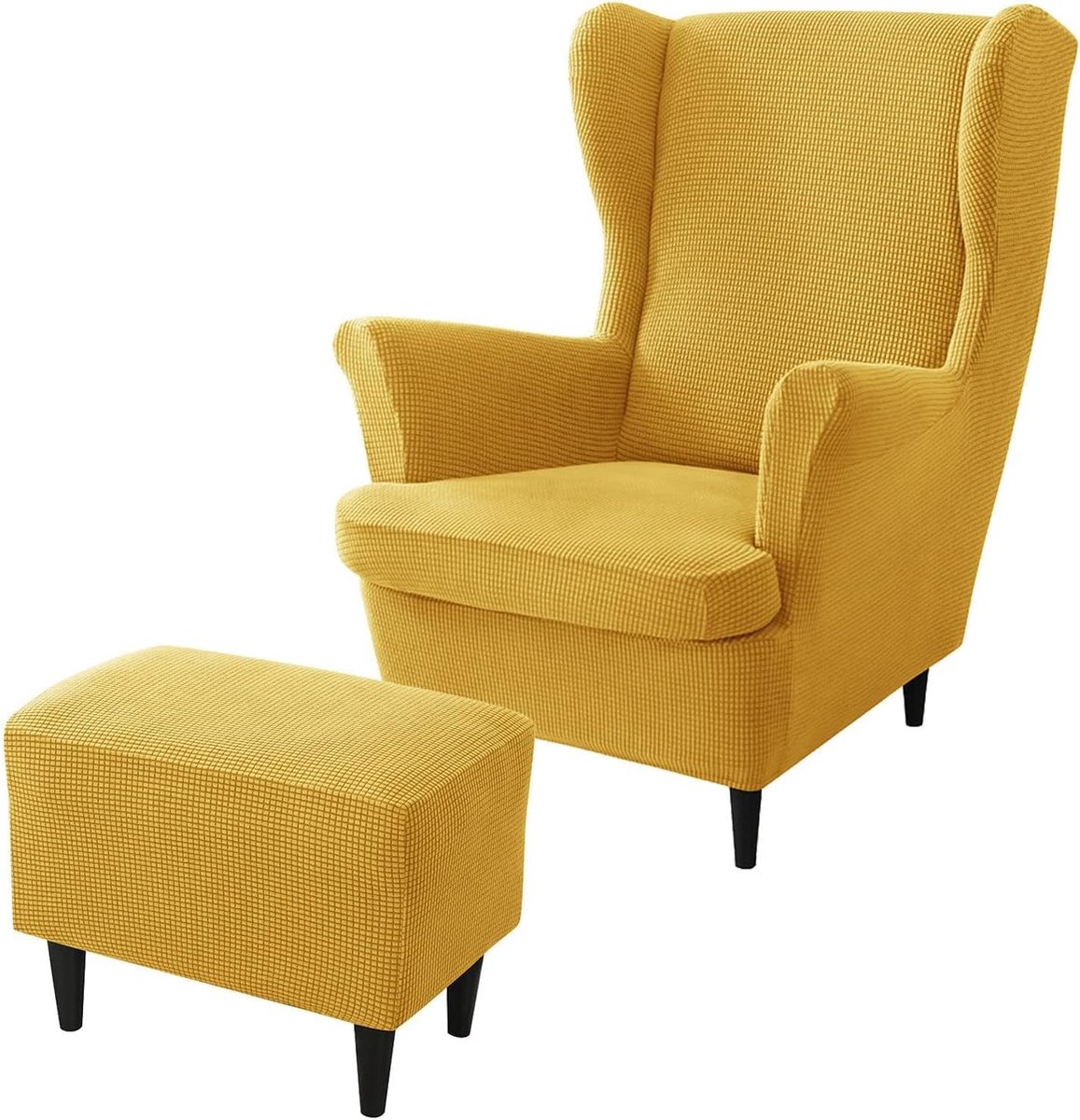 SnelShoppen - Wing Chair Covers - Wingback Stoelhoes en Poef Cover - Elastische Beschermhoes voor Relaxfauteuil - Wasbaar - Set van 3 - Meerkleurig