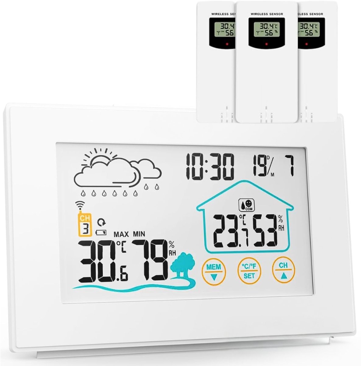 CLGP® Weerstations - Weerstation Met Buitensensor - Weerstation Met Buitensensor - Weerstation Draadloos Binnen Buiten