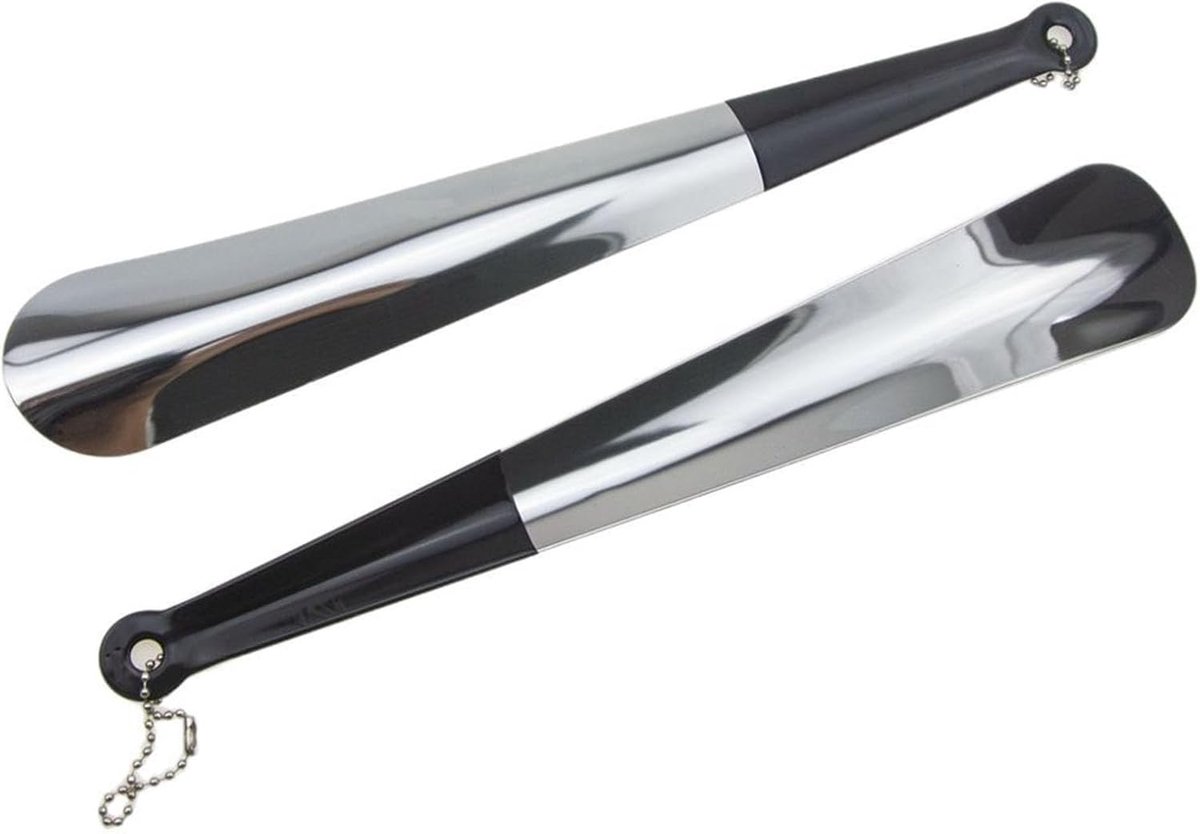SnelShoppen - Schoenlepel Lang 30 cm Set van 2 - Metalen Schoenlepels Ergonomisch en Stabiel - Antislip Handgreep - Ideaal voor Dames, Heren, Kinderen