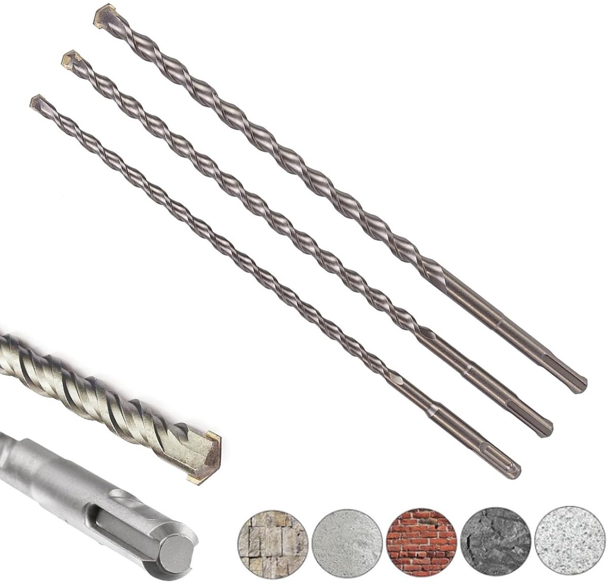 SnelShoppen - SDS Plus Boorbit 10, 14, 20 x 350 mm, Professionele Betonnen Boor, SDS Boor voor Natuursteen, Beton en Baksteen, Lang Boorset voor Kluss