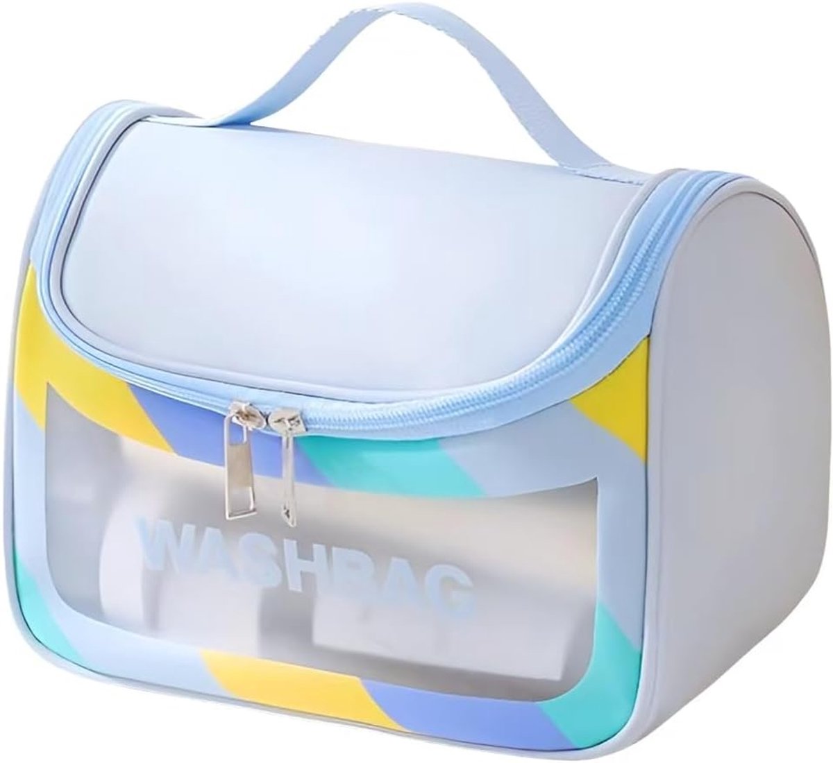 SnelShoppen - Makeup Bag Transparant en Waterproof, Modern Design, Ideaal voor Cosmetica en Reisaccessoires, Blauw, Geschikt voor Feest, Vakantie en D