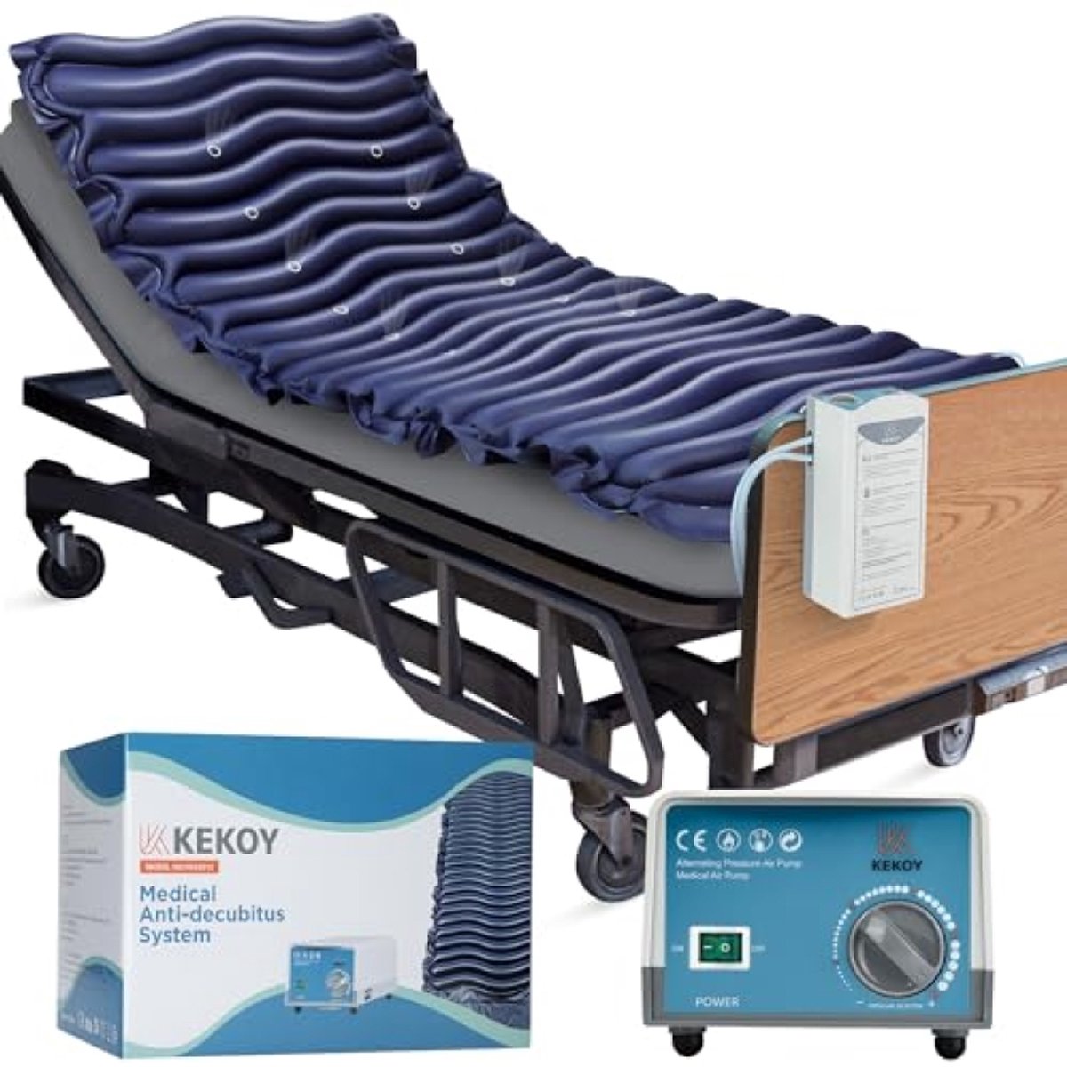Anti-Doorligmatras met Wisselend Druk, Stille Pomp, Waterdicht, Microventilatie, 190x90cm, Blauw