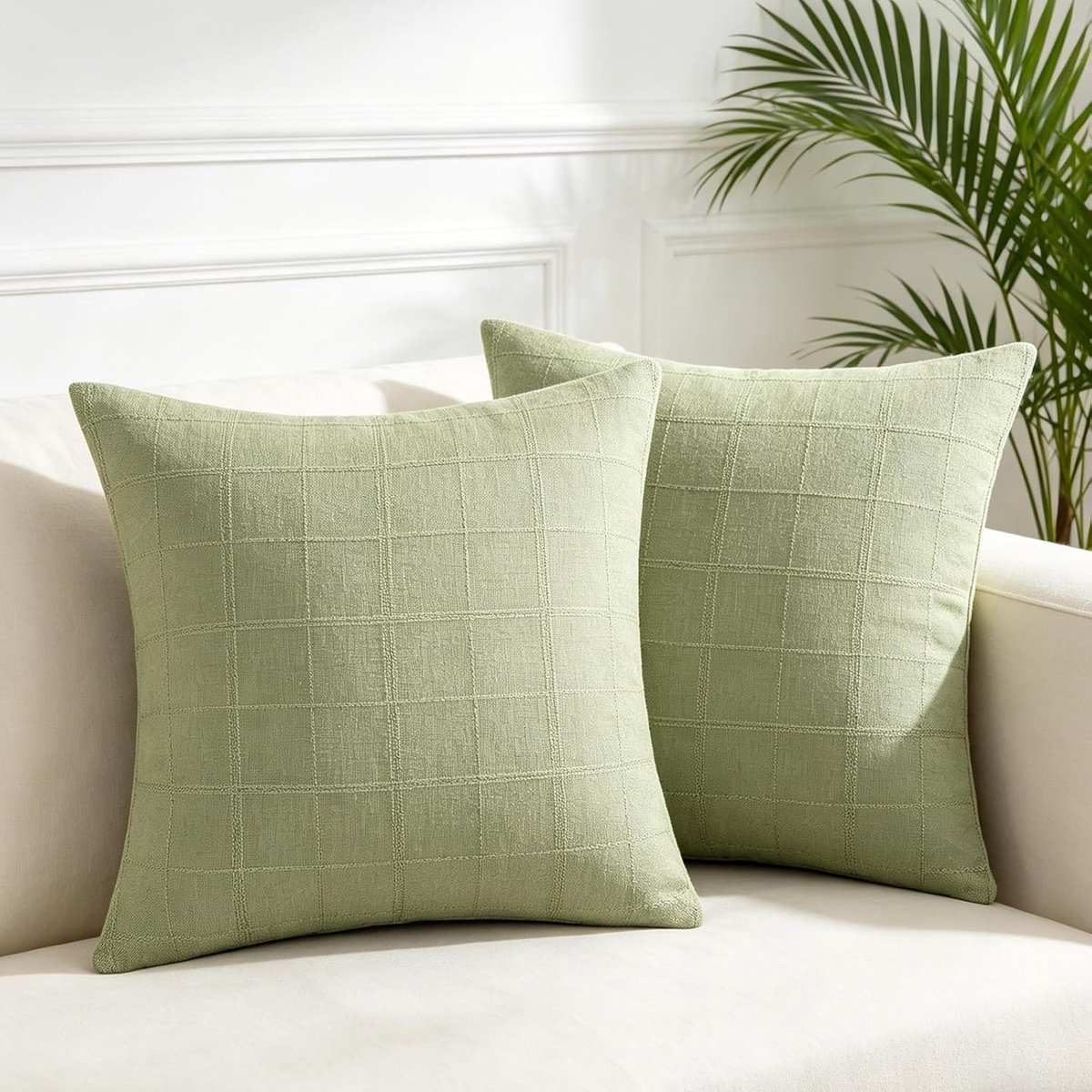 SnelShoppen - Set van 2 Kussenslopen 45x45 cm Chenille, Zachte Kussenhoezen, Decoratief Kussen voor Bank en Bed, Luxe Katoen en Linnen, Gezellig en Es