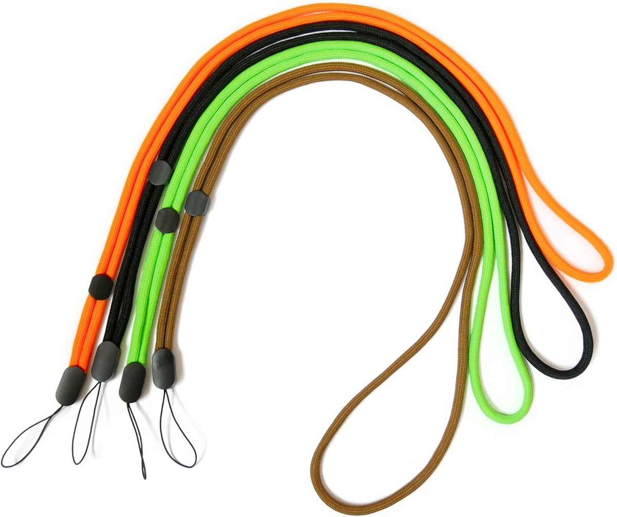 Thijox - Lange verstelbare draagband/omhangband, 4 contrasterende kleuren, polsband en schouderlus, ideaal voor feest, camping, kinderen, tuin, zwart,