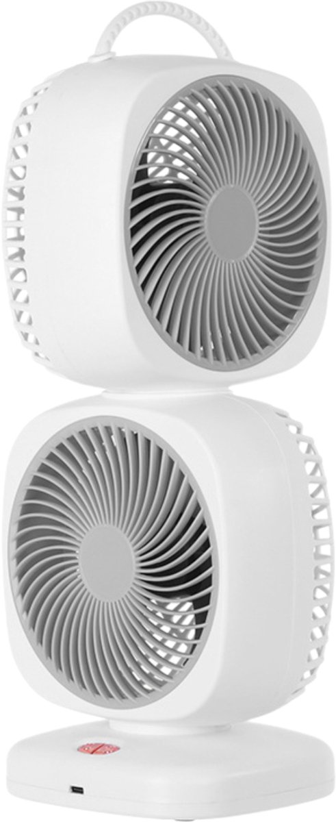 Draagbare tafelventilator met dubbele roterende bladen, 5 snelheden, oplaadbaar en handig voor studentenkamer, huis of woonkamer