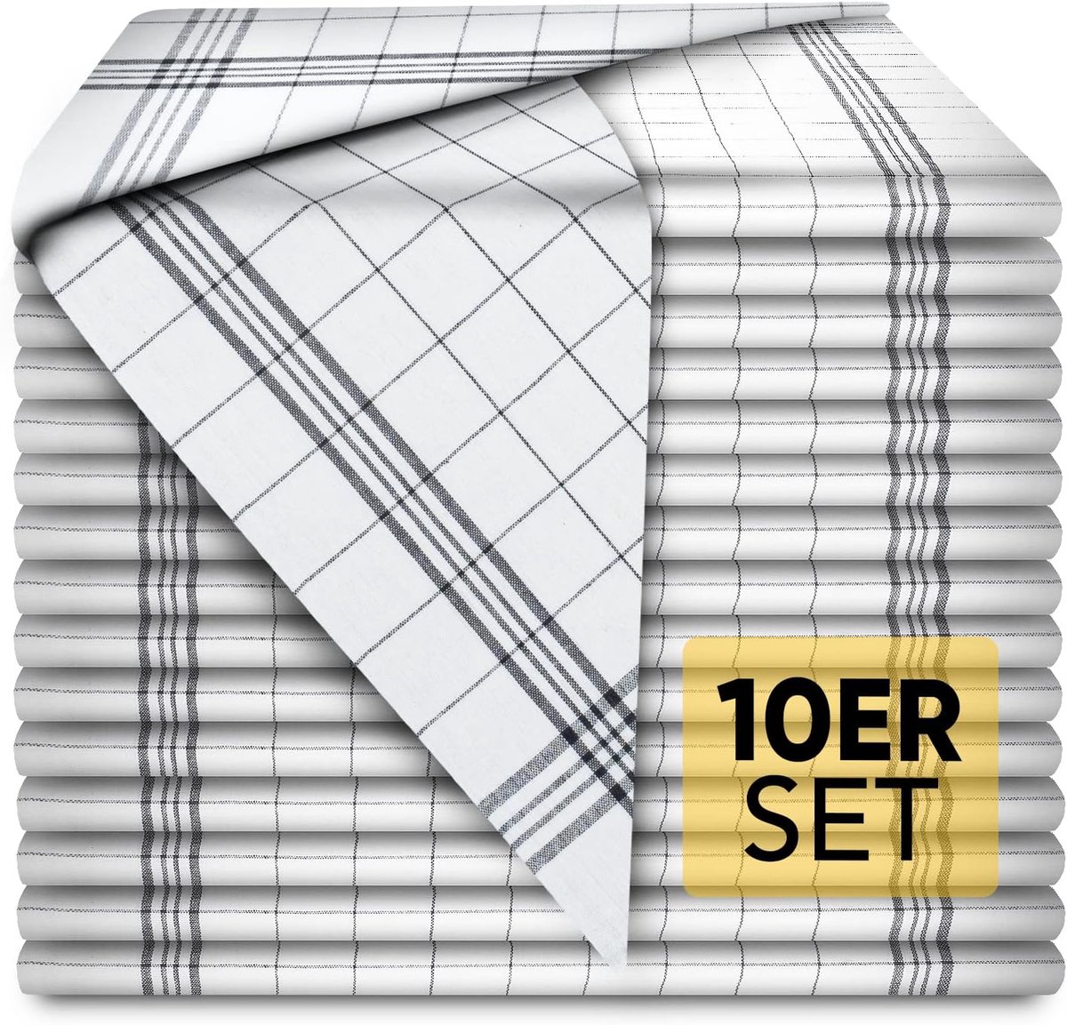 SnelShoppen - Keuken Handdoeken Set van 10 - Grijs/Wit - 45x75 cm - Absorberende Katoenen Theedoeken - Duurzame Keuken Handdoeken voor Drooggebruik
