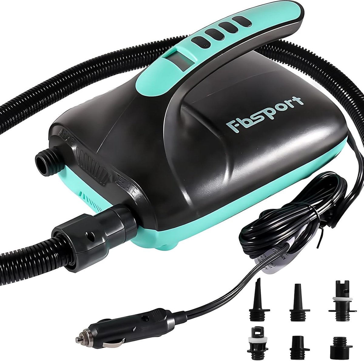 SnelShoppen - Elektrische SUP Pomp 20 PSI, 12V DC, Hoge Druk Luchtpomp met Auto-Off Functie, 2-Fase Inflatie/Deflatie en LCD, Ideaal voor Paddleboard,
