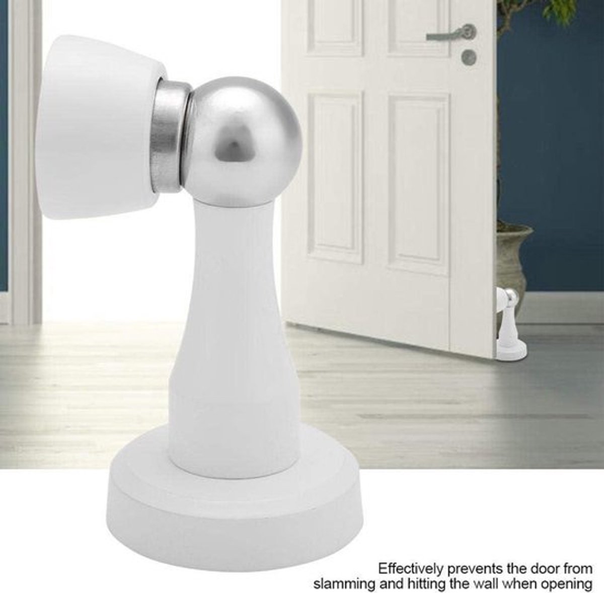 Magnetische Deurstopper | Sterke Magneet | Deurhaak Accessoire met Verborgen Schroeven | Vloermontage | Wit Design