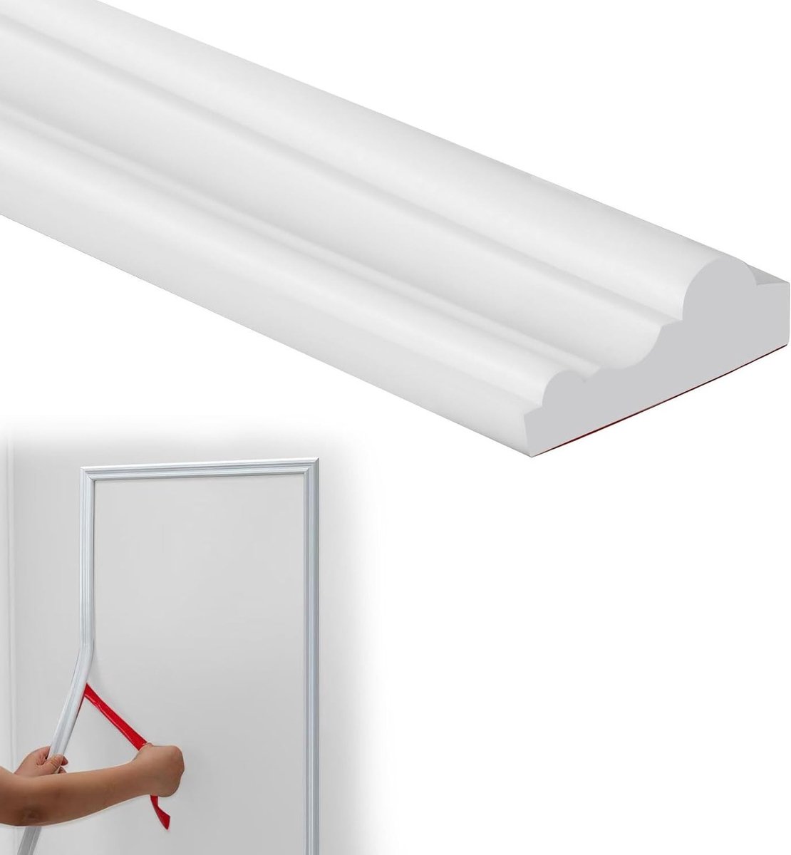 Zelfklevende wandlijst voor flexibele wanddecoratie, sierlijsten en muurbescherming, wit, 3,2 cm