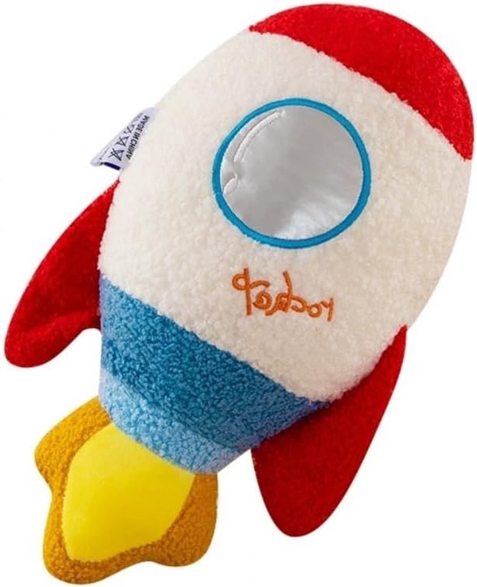 Pluche Kussen in Raketvorm van 38 cm, Schattige Knuffel voor Kinderen, Decoratief Kussen voor Woonkamer en Slaapkamer, Perfect Cadeau voor Verjaardagen