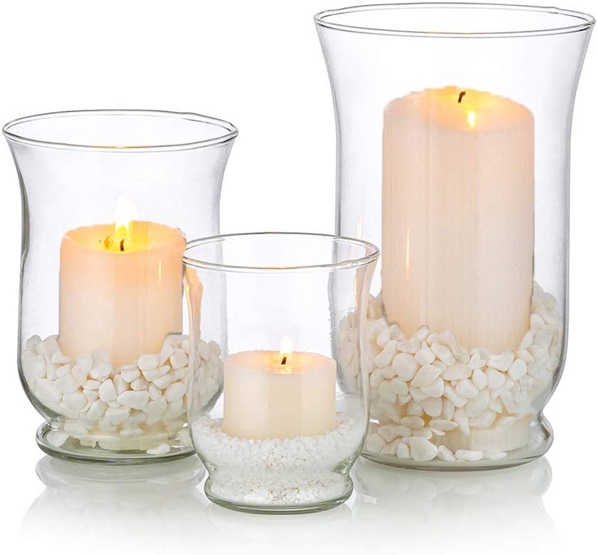 Omgoods - Glazen Kaarsenhouder Set van 3 - Hurricane Kaarsenhouders voor Diverse Gebruiken
