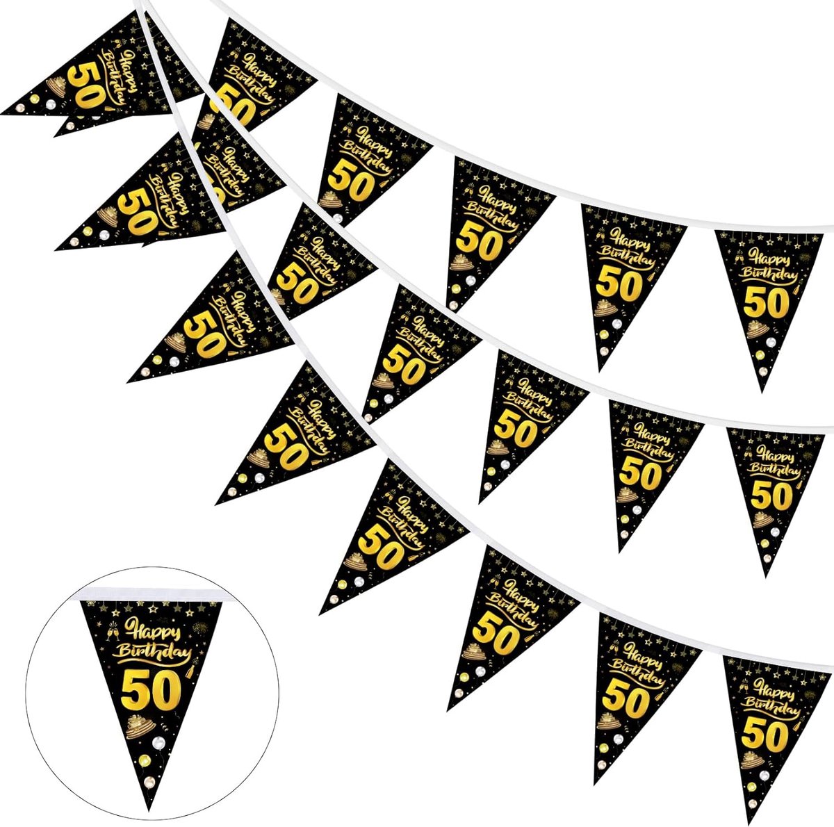 SnelShoppen - 50e Verjaardag Versiering Garland Banner - Gouden Bunting voor Mannen en Vrouwen - Feestdecoratie voor 50e Jubileum - 20 Vlaggen - Cadea