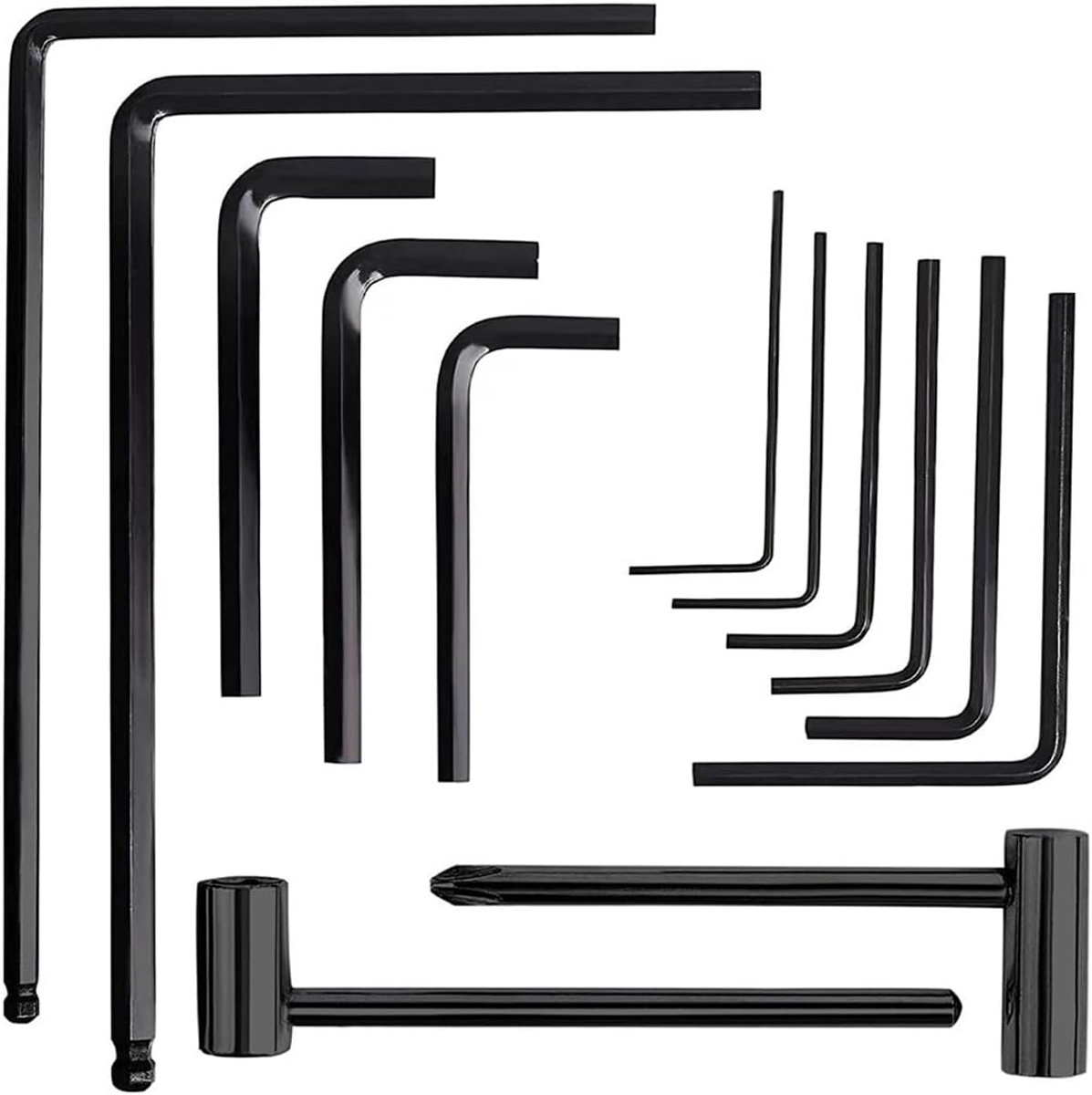 SnelShoppen - 13-delige Gitaar Inbussleutel Set met 4mm 5mm Truss Rod Hex Wrenches en 7mm 8mm Hex Box Sleutels - Hoogwaardige Staal, Duurzaam en Roest