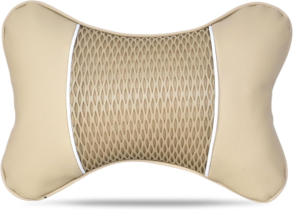 SnelShoppen - Auto Hoofdkussen PU Leer Comfortabel Nek Kussen 28 x 18 cm Auto Zitplaats Hoofd Nek Ondersteuning Ademend Kussen Leer Antimoeheid Schoka