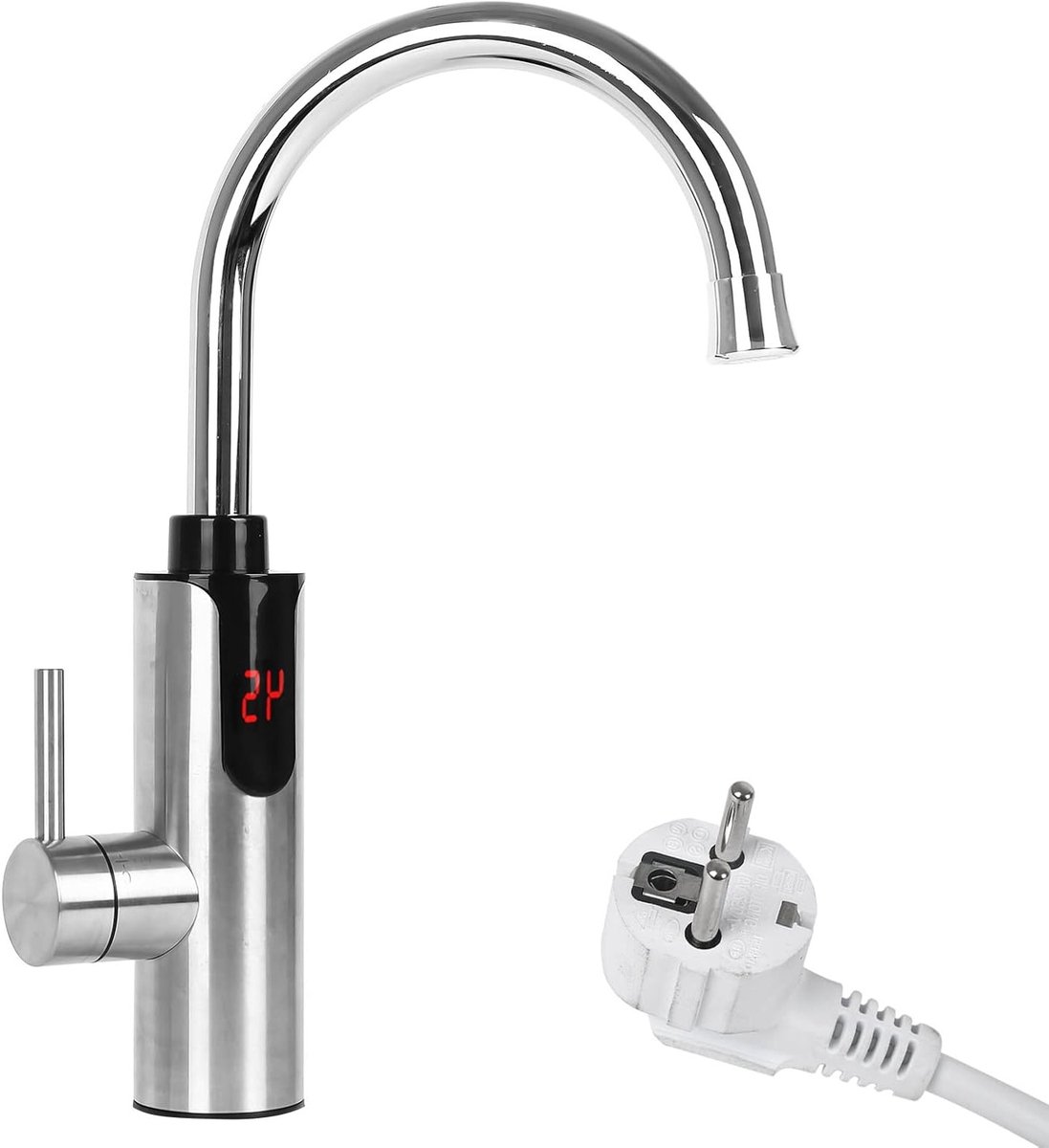 Keukenmengkraan met Doorstroomwaterverwarmer, RVS, 360° Draaibaar, Direct Warm Water, Ener