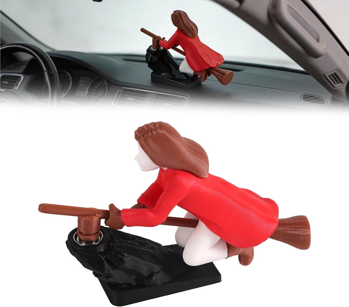 SnelShoppen - Wizard Broom Dashboard Ornament - Grappige Beweegbare Auto Decoratie voor Auto Liefhebbers - Fantasie Accessoire, Perfect Cadeau voor Ki