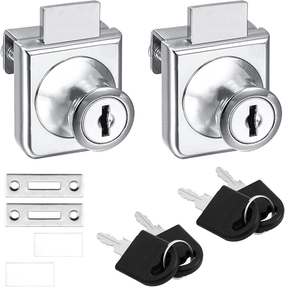 Kastsloten set van 2 - Zinklegering - Voor 5-8mm glas - Unieke sleutels voor extra privacy - ShopVlot