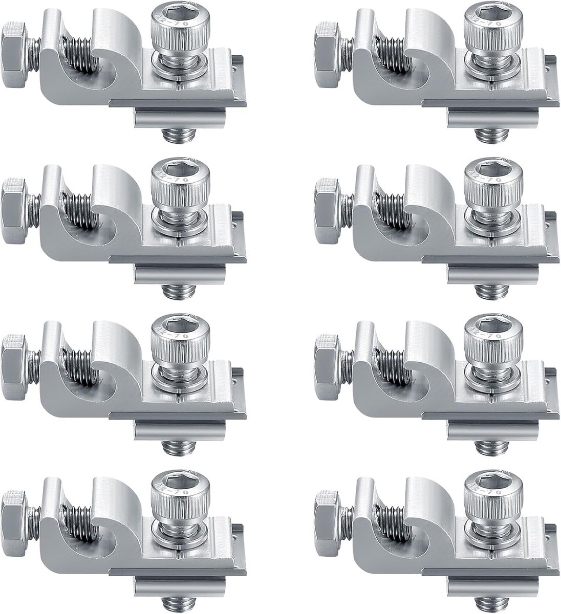 SnelShoppen - 8 Stuks Zonnepaneel Aardingsclips - Montagebeugels voor Zonnepanelen - Aluminium, Corrosie- en UV-bestendig - Voor Betrouwbare Ondersteu