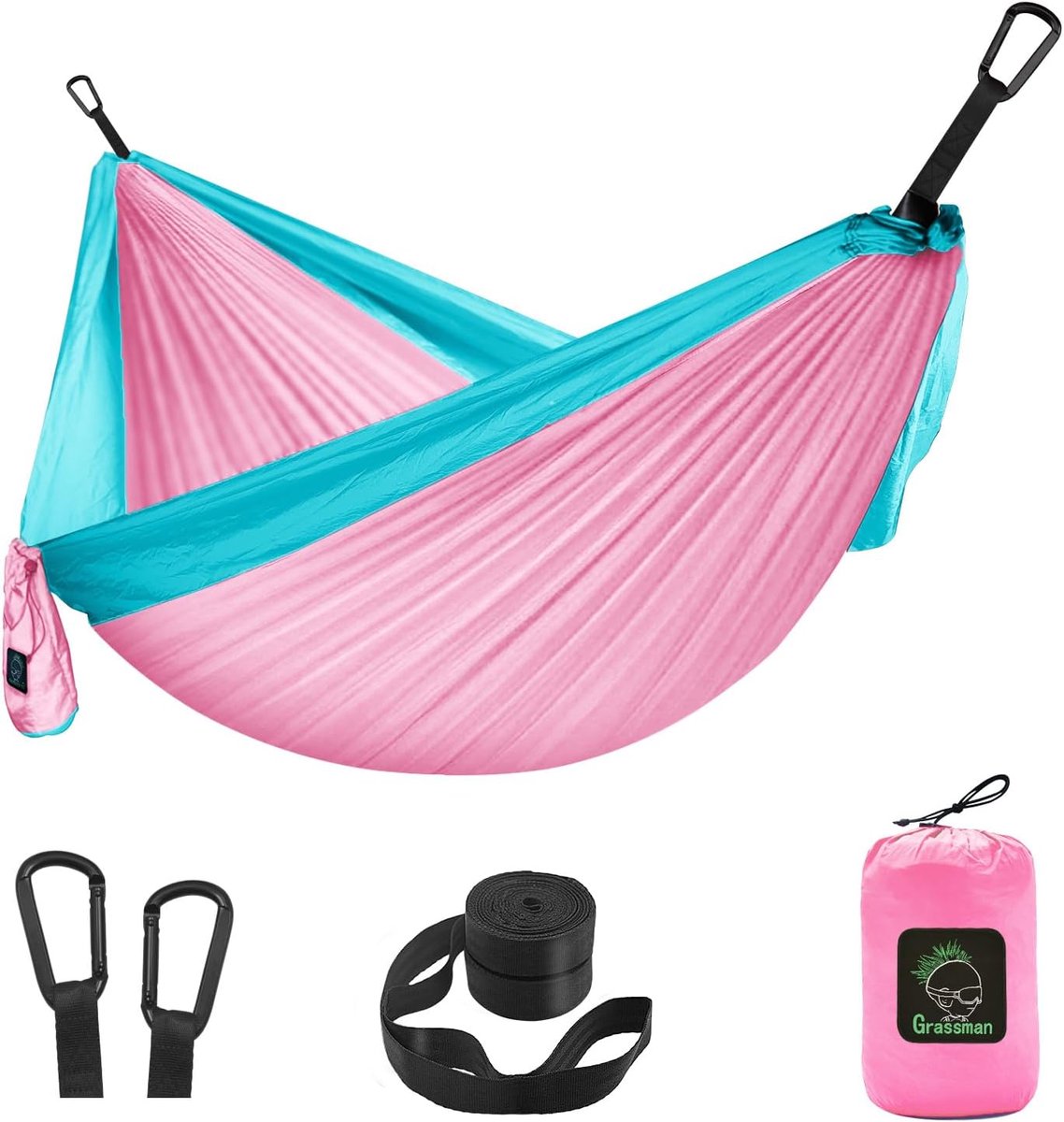 SnelShoppen - Kinderen Hammock Camping - Ultralight Mini Hangmat voor Kinderen - Veilig en Comfortabel - Roze & Blauw - Ideaal voor Buiten, Tuin en Ka