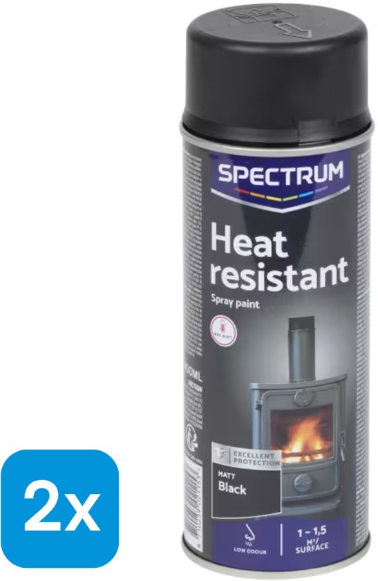 Aérosol Spectrum, peinture noire mate résistante à la chaleur, 400 ml.