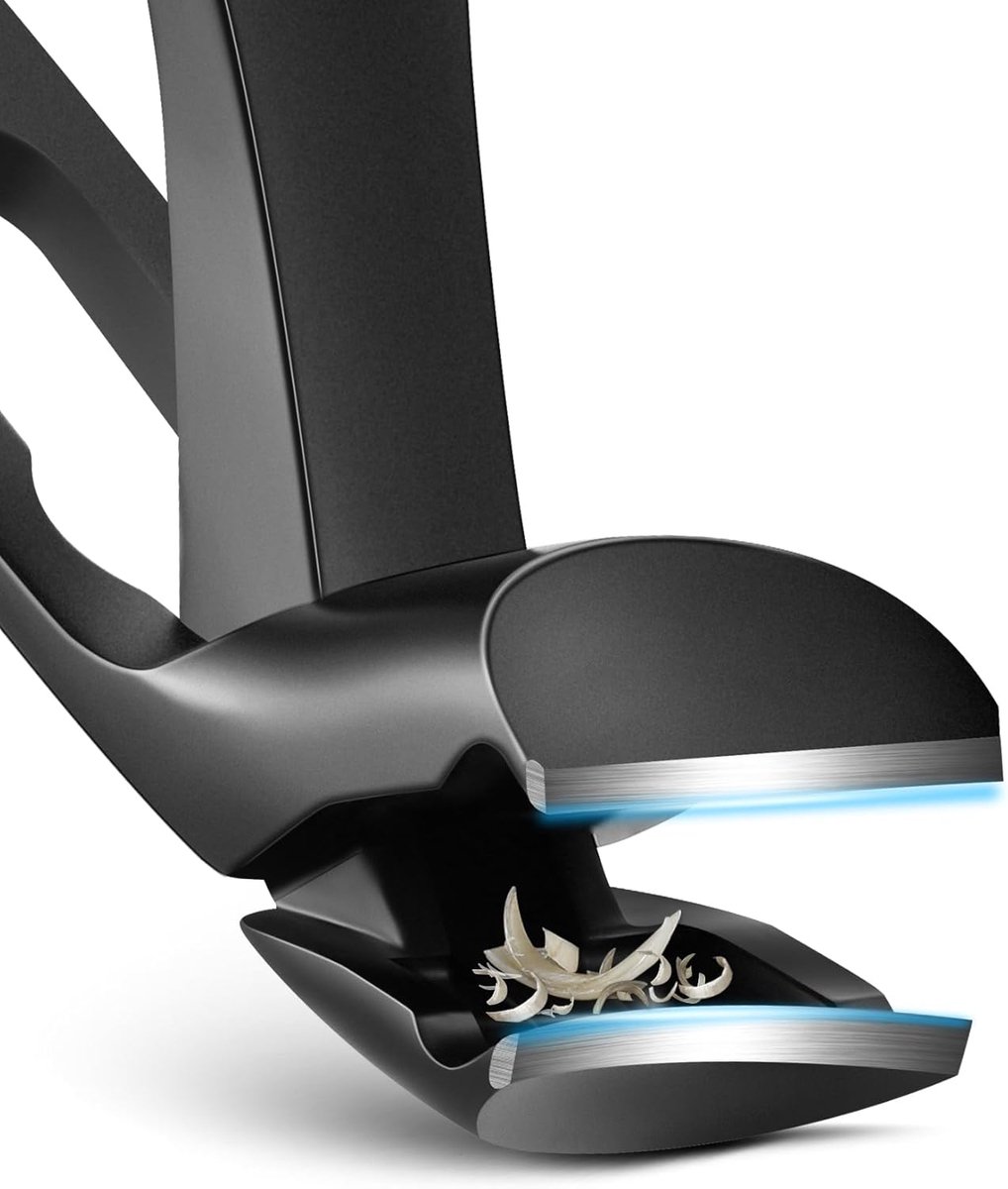 Thijox - Ergonomische Schuine Nagelknipper voor Senioren, Teennageltrimmer met Vanger voor Dikkere Nagels - Zwart - Ideaal voor Thuisgebruik en Pedicu