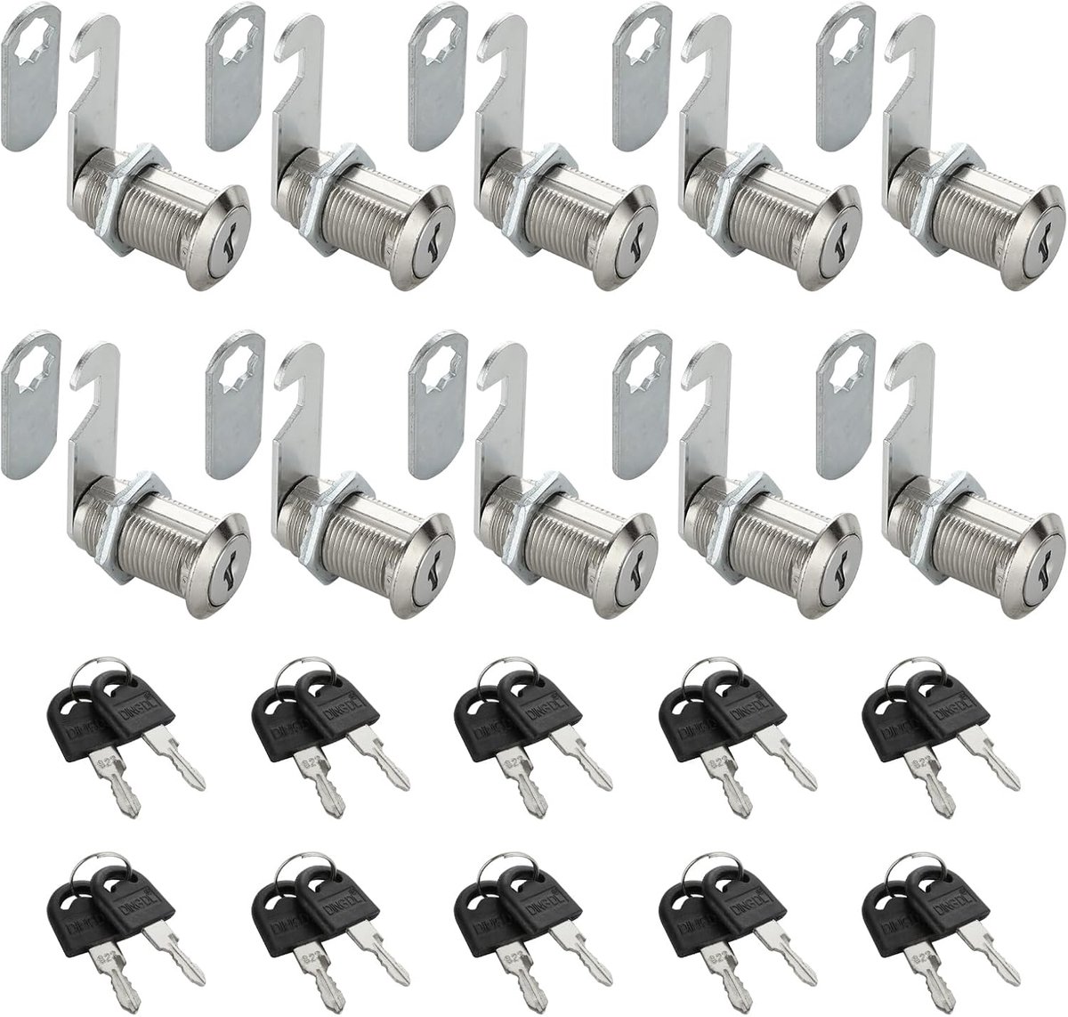 SnelShoppen - 10 Stuks Mailbox Lock Cabinet Lock Tilt Lock 30mm | Lockerslot, Ladeslot, Sleutel Slot voor Brievenbus, Kast, Lade, Locker, Kantoor, Ber
