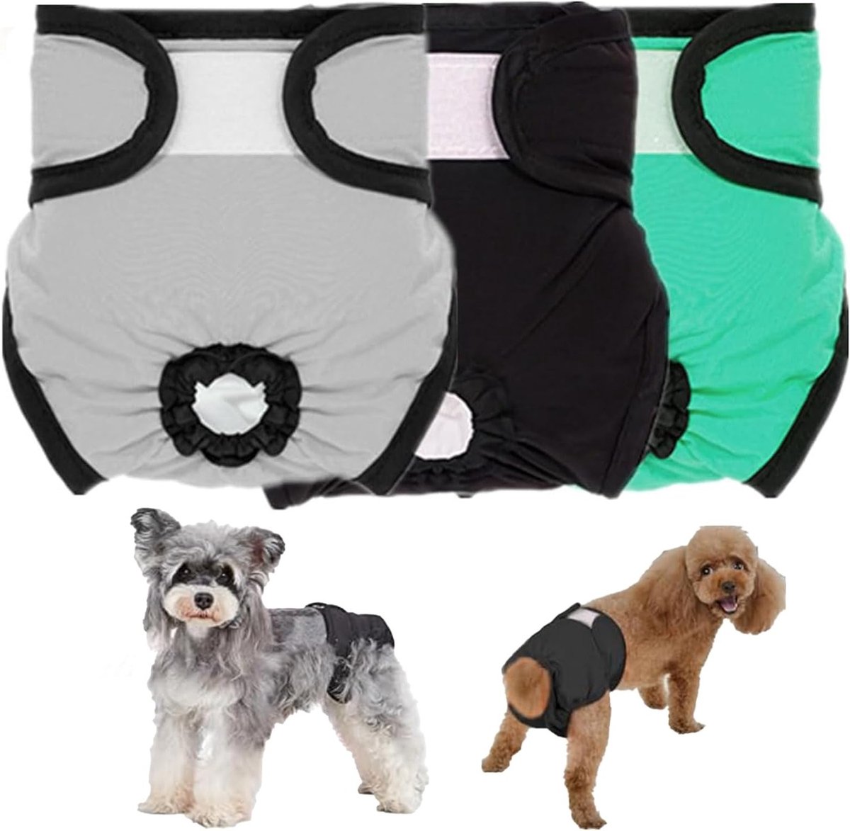 Herbruikbare Hondenbroekjes Set van 3, Eco-vriendelijk en Lekvrij Materiaal, Wasbaar en Super Absorberend voor Hygiëne, Ideaal voor Thuis, Reizen en Buitenactiviteiten (XL)