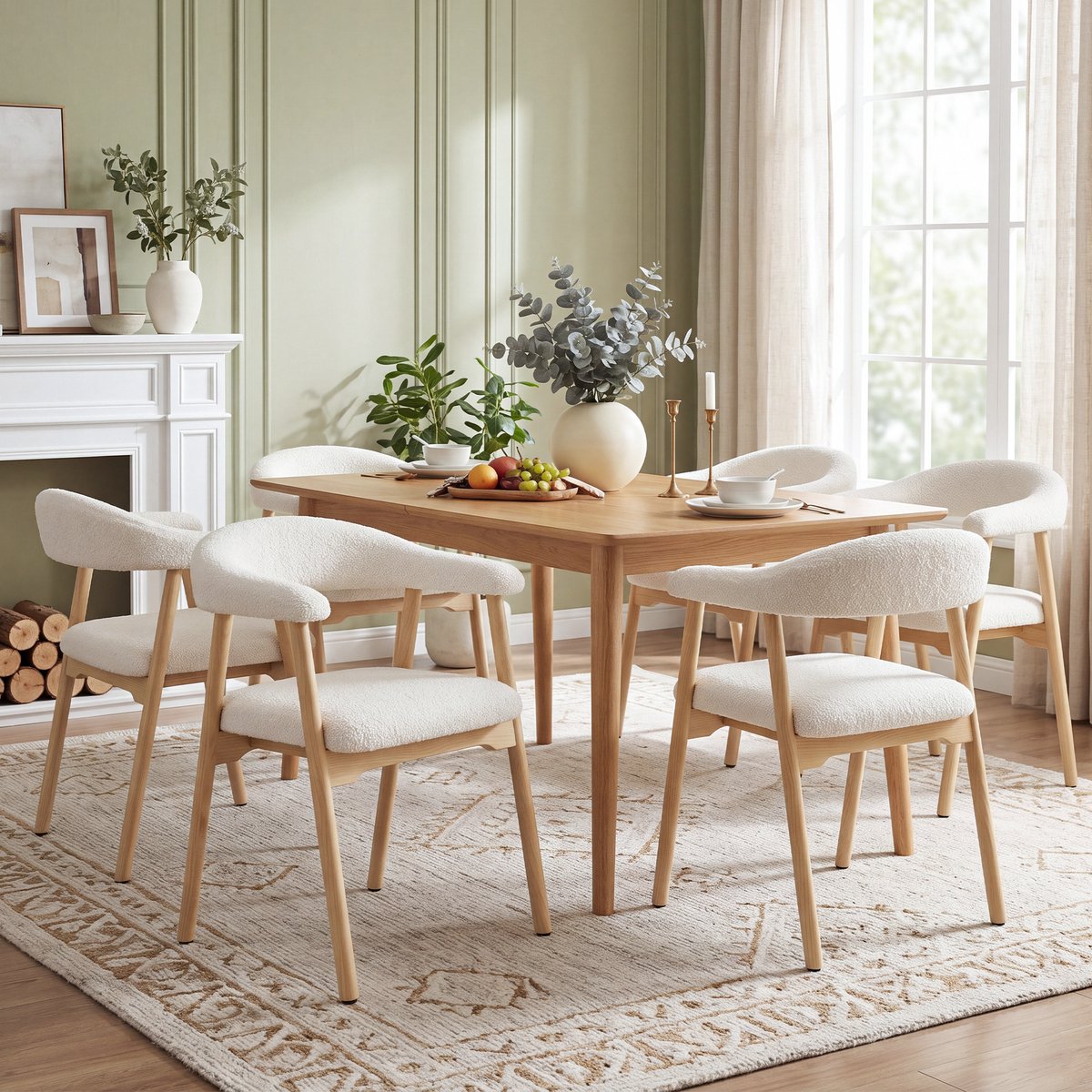Pugsdrly 6 eetkamerstoelen van massief hout, comfortabel en ademend, geschikt voor eetkame
