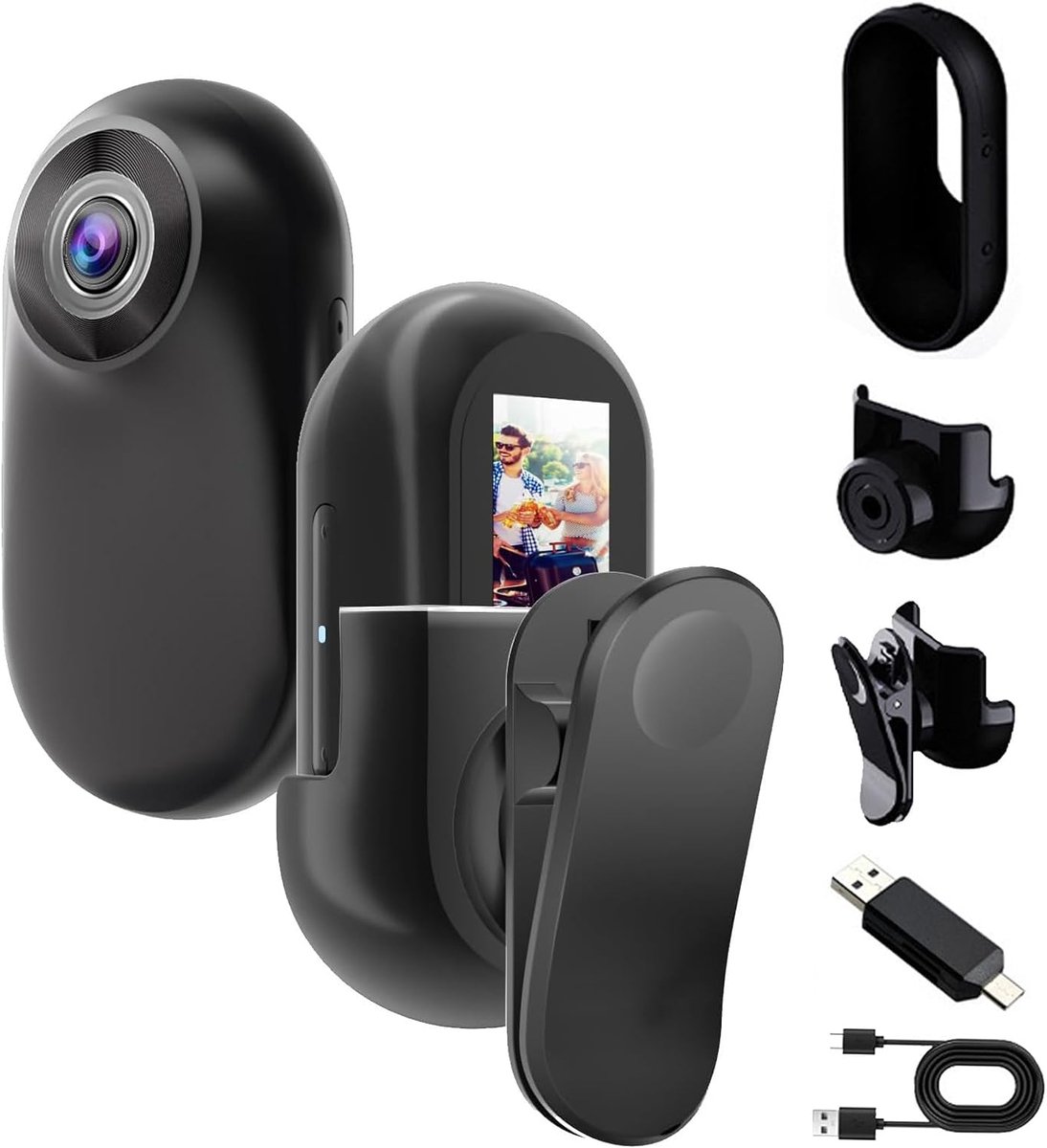 SnelShoppen - Mini Action Camera 1080p HD - Compacte Bodycam met Magnetische Bevestiging - 150° Hoek - Perfect voor Vloggen, Avonturen, Feesten en Spo