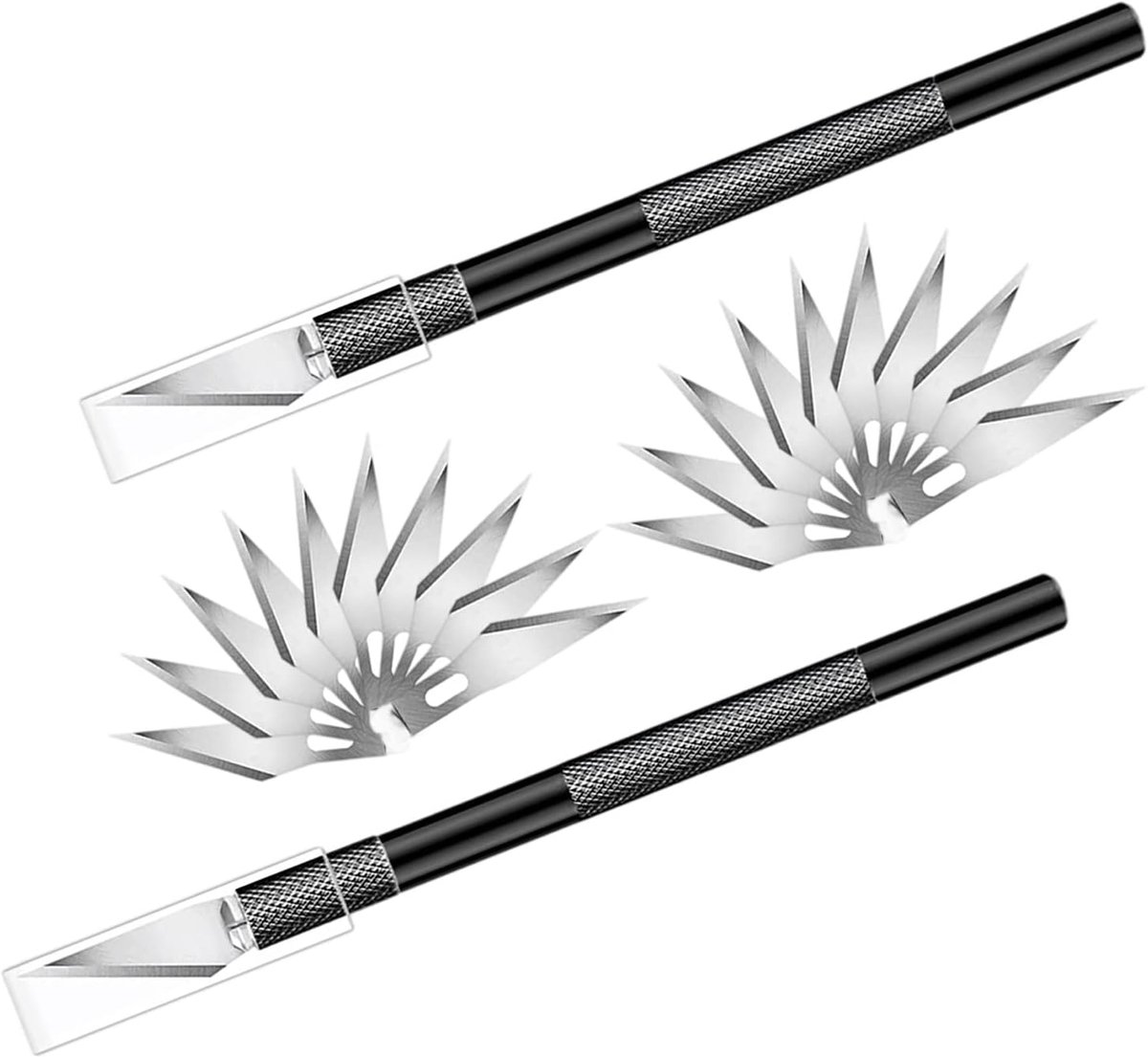 SnelShoppen - Precision Cutter Set - 2 Scalpel met 20 Vervangende Bladen - Handgereedschap voor Houtsnijden, Beeldhouwen, Hobby en Kunst - Zwart, Hoog
