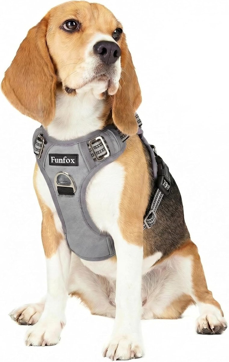 SnelShoppen - Hondentuig voor Middelgrote Honden, Verstelbaar No-Pull Borsttuig met Handvat en Reflecterende Strepen, Ademend Hondentuig voor Grote en