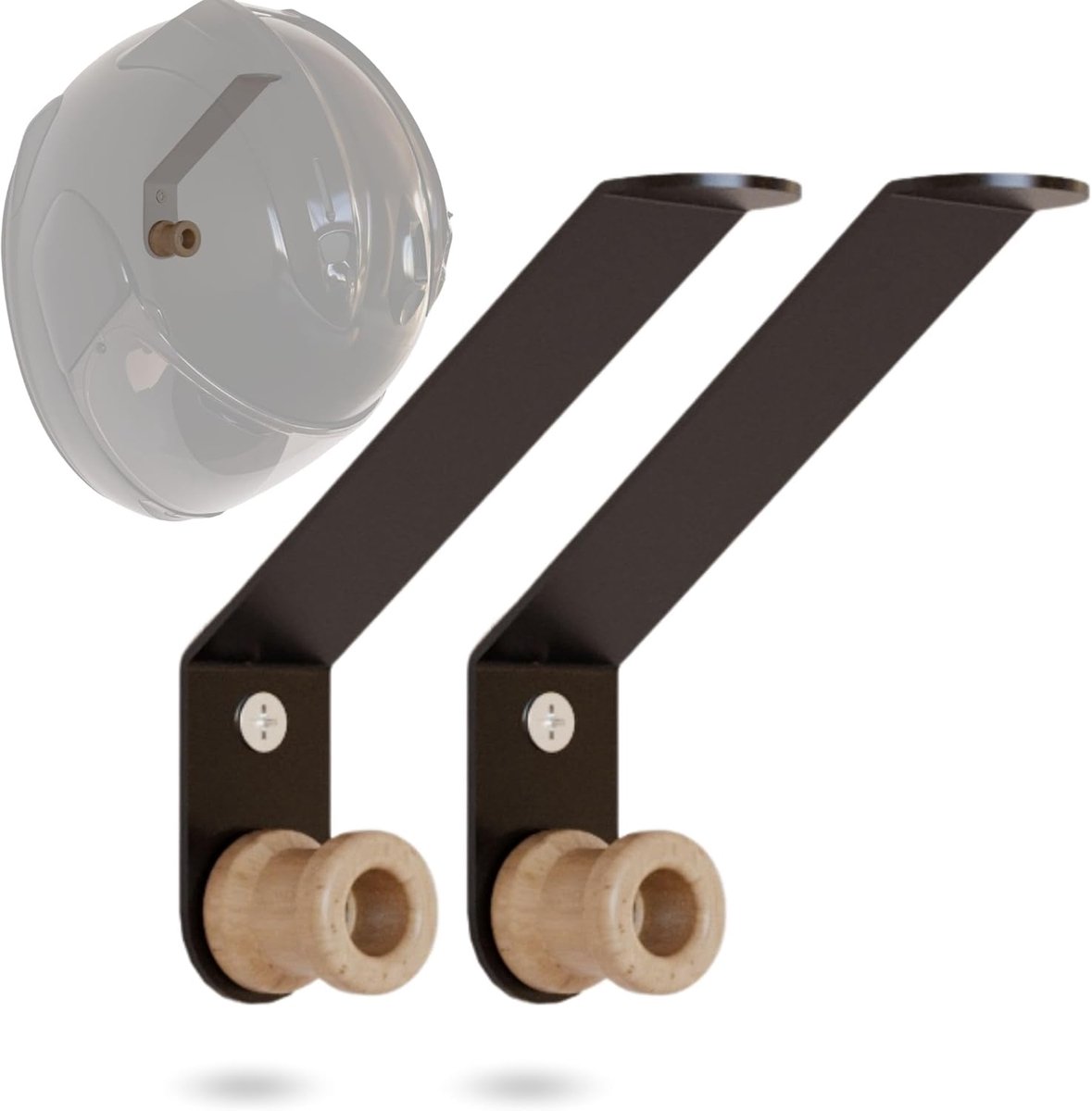 SnelShoppen - Motorhelm Hanger Wandbeugel voor Motorhelm en Jas - Robuuste Metalen Haak - Set van 2 - Zwart - Ruimtebesparend en Stijlvol