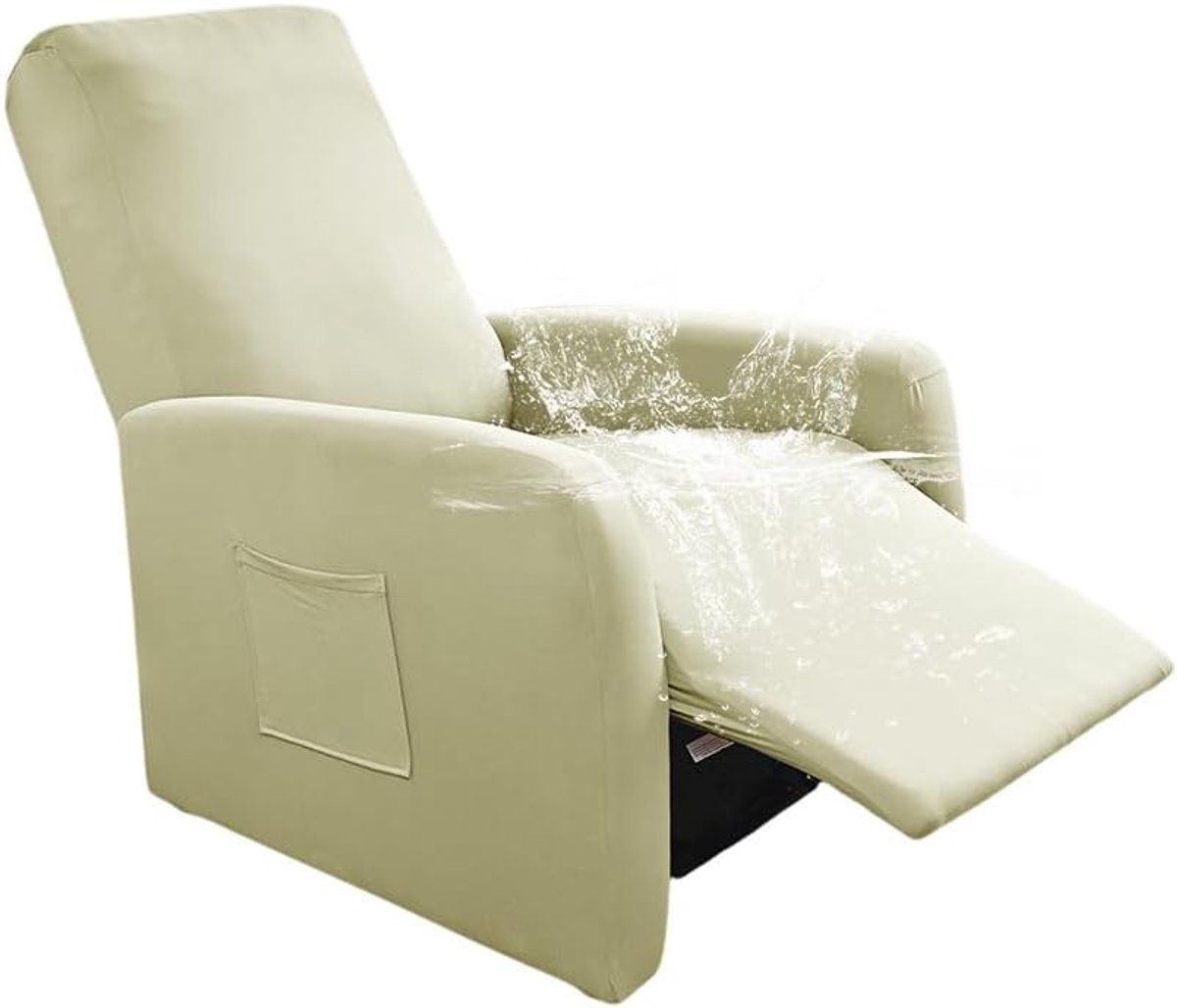 SnelShoppen - Recliner Stoelhoes Set van 4 - Waterdichte Stretch Covers voor Relaxfauteuil - Elastische Beschermhoezen voor TV Stoel - Crème Geel