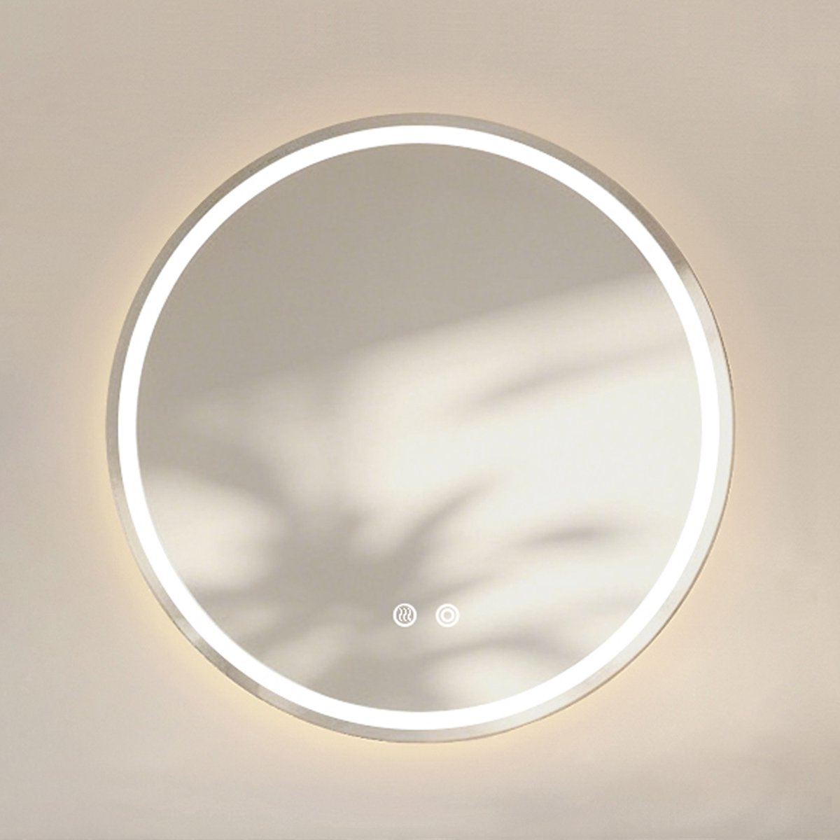 MIVRAY Wandspiegel - LED Verlichting en Anti Condens - 60 x 60 cm - Glas - Zilver - Voor Badkamer en Make-up - Dimbaar