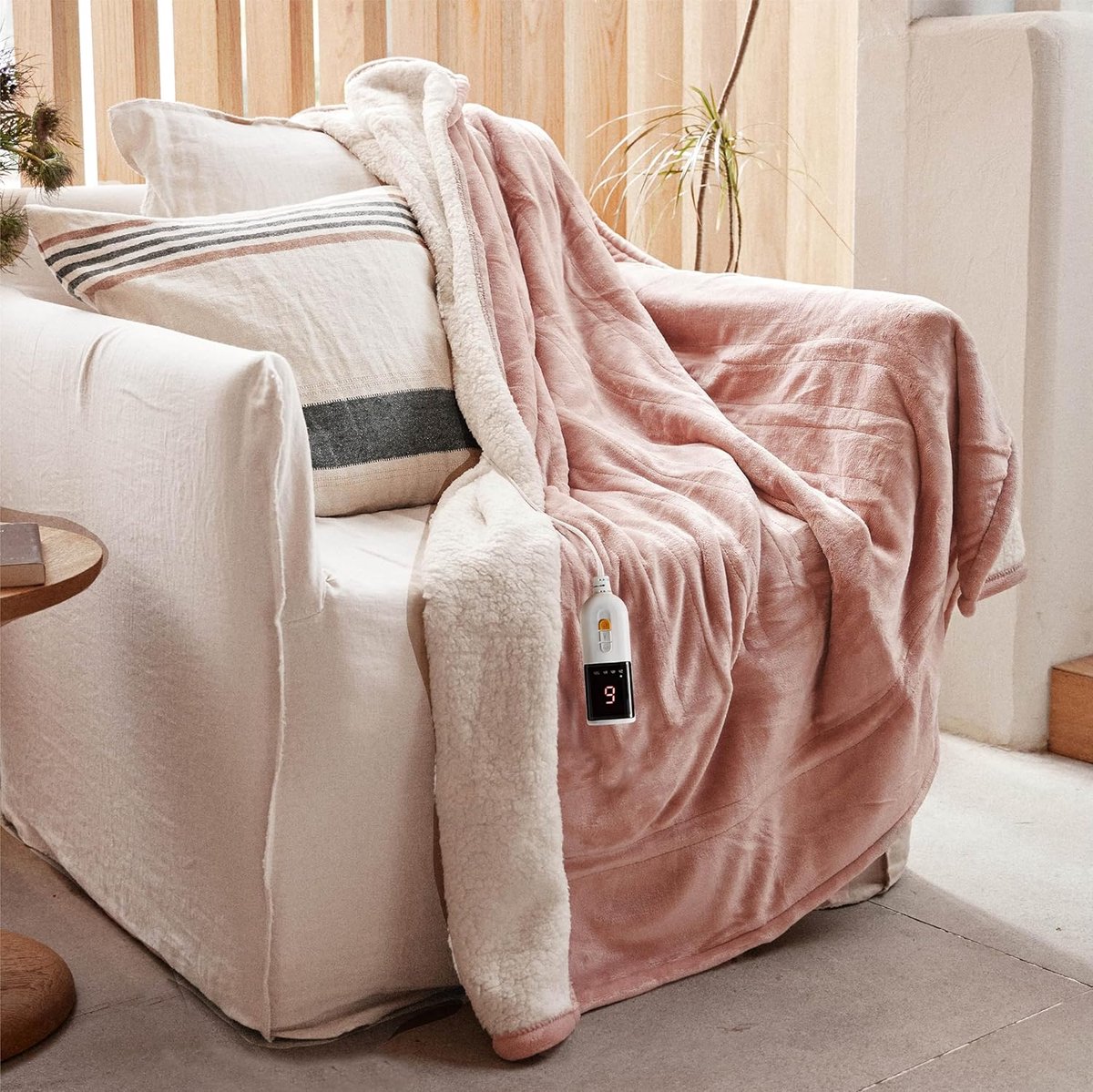 SnelShoppen - Elektrische Dekens 130x160cm - Zacht Zijdeachtig Pluche met 9 Warmte-instellingen & 10-Uur Automatische Uitschakeling voor Thuis en Kant