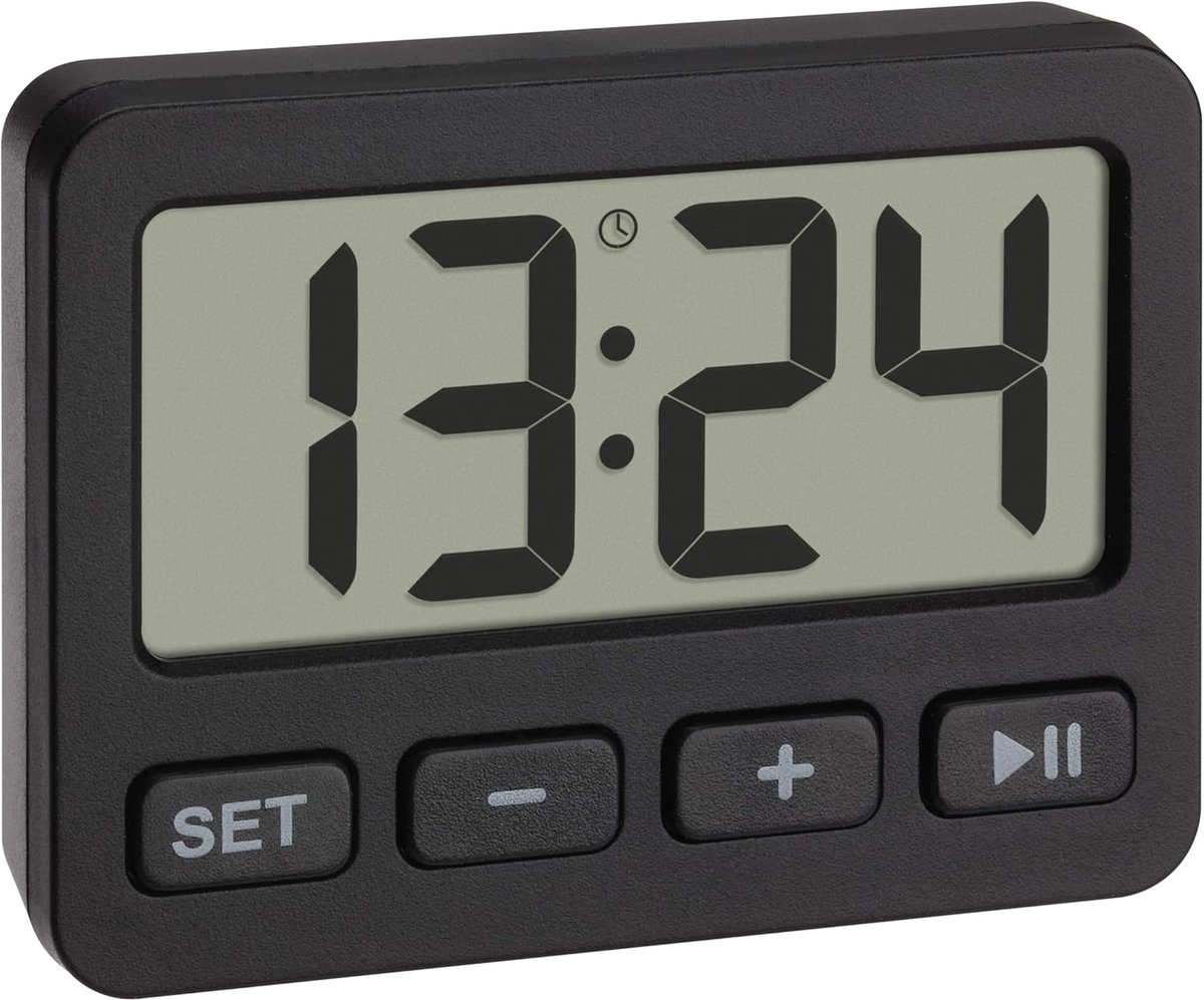 SnelShoppen - Digitale Mini Klok met Alarmfunctie, Stopwatch en Timer - Ideaal voor Reisgebruik - Compacte Zwarte Quartz Klok met Sleutelslot