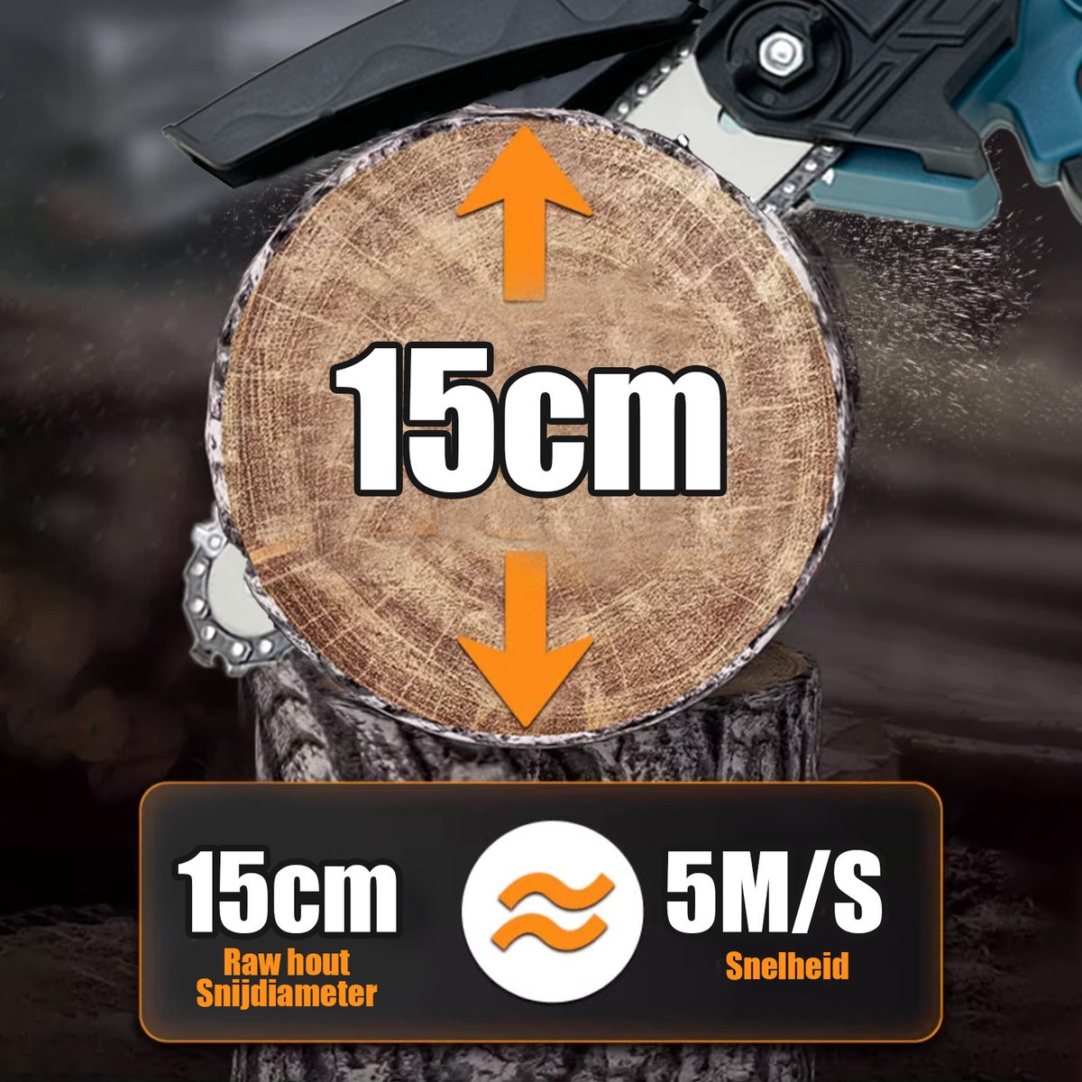 MAWIRON 2-in-1 Draadloze Accu Kettingzaag 18V met Uitschuifbare Verlengstang 1,3-2,5m, 6 Inch Mini Boomzaag voor Tuin Snoeien, Takken en Hout Zagen, Complete Veiligheidsset met 2 Accu's thumbnail 2