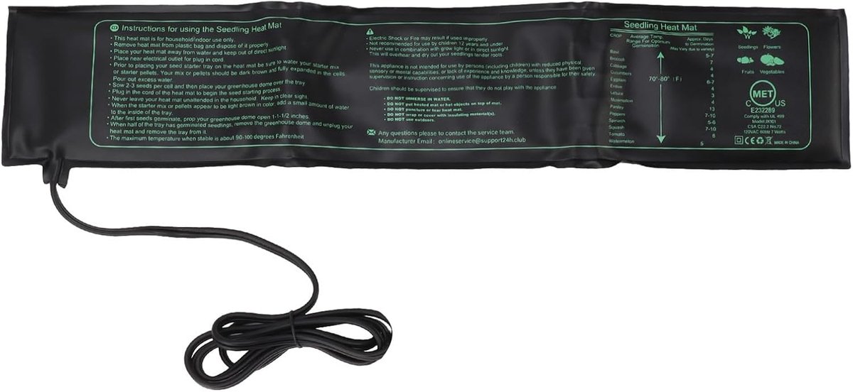 SnelShoppen - 20.7 * 3.9in Zaden Warmtemat met Thermostaat - Hydroponics Verwarmingspad - 