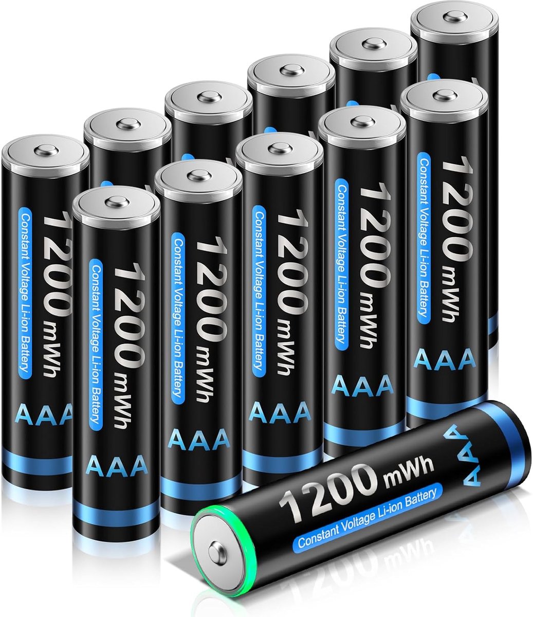 SnelShoppen - 12x Oplaadbare AAA Lithium Batterijen 1.5V 1200mWh met Laadbox - Ideaal voor Speelgoed, Gamecontrollers, Bluetooth Hoofdtelefoons, Tande