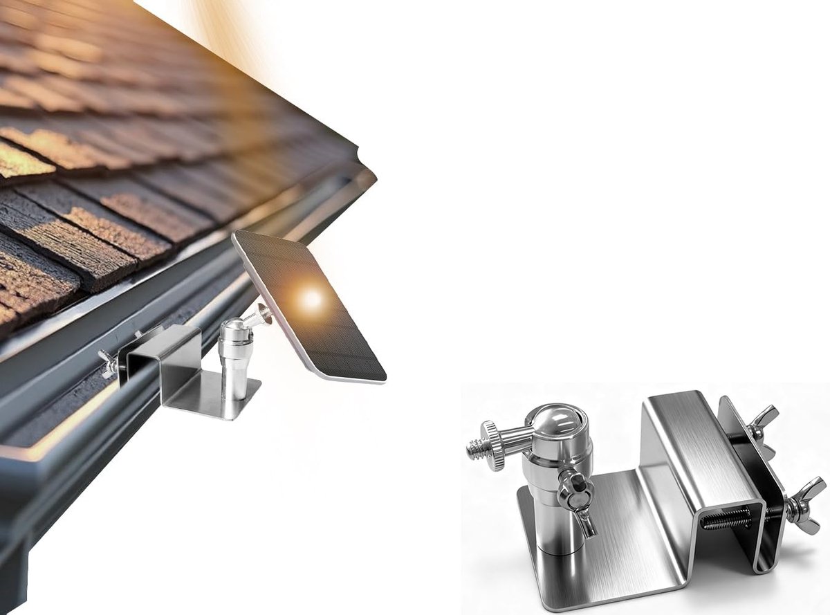 SnelShoppen - Gutter Mount voor Beveiligingscamera's en Zonnepanelen, Universele Compatibiliteit, 360 Graden Beweging, Geschikt voor Diverse Merken, I