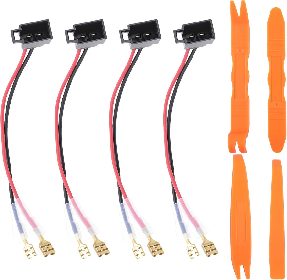 SnelShoppen - Pack van 4 Speaker Adapter Kabelaansluitingen, Kabelaansluitingen voor Auto's, Compatibel met Diverse Merken, Hoogwaardige Koper en PVC