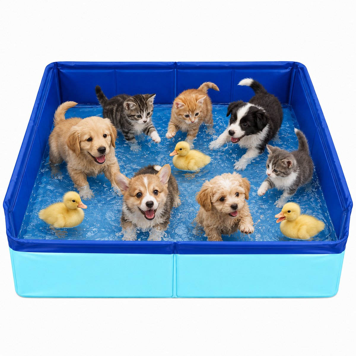 Hondenzwembad 50x10 cm - Opvouwbaar Zwembad voor Kleine Honden en Katten - Krasbestendig PVC Huisdier Bad - Blauw - Verfrissing voor de Zomer