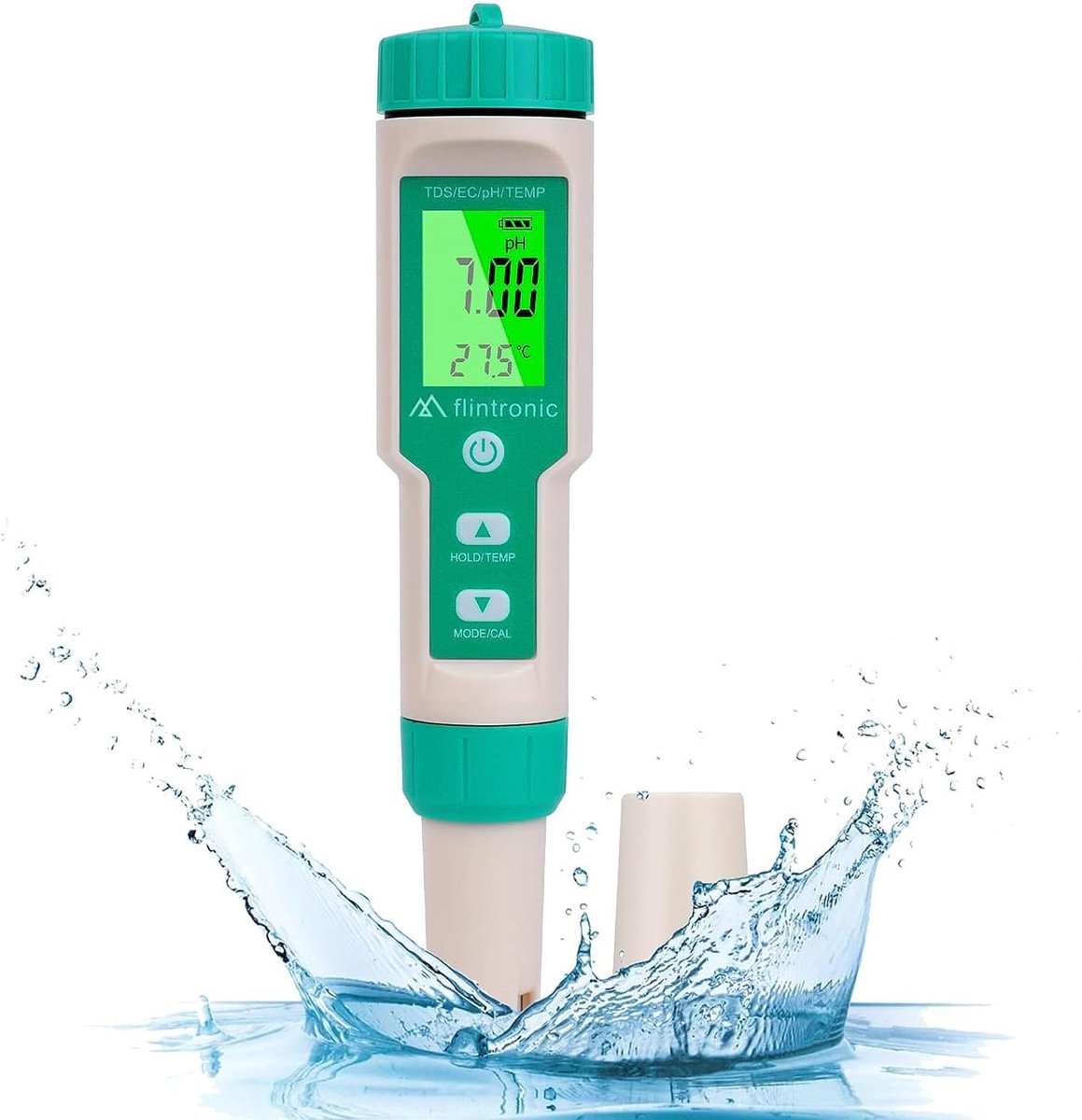 SnelShoppen - 4-in-1 PH Meter, Waterkwaliteit Tester met LCD Groene Achtergrond, PH/TDS/EC/Temperatuur Meter voor Aquarium, Hydroponics, Drinkwater, Z