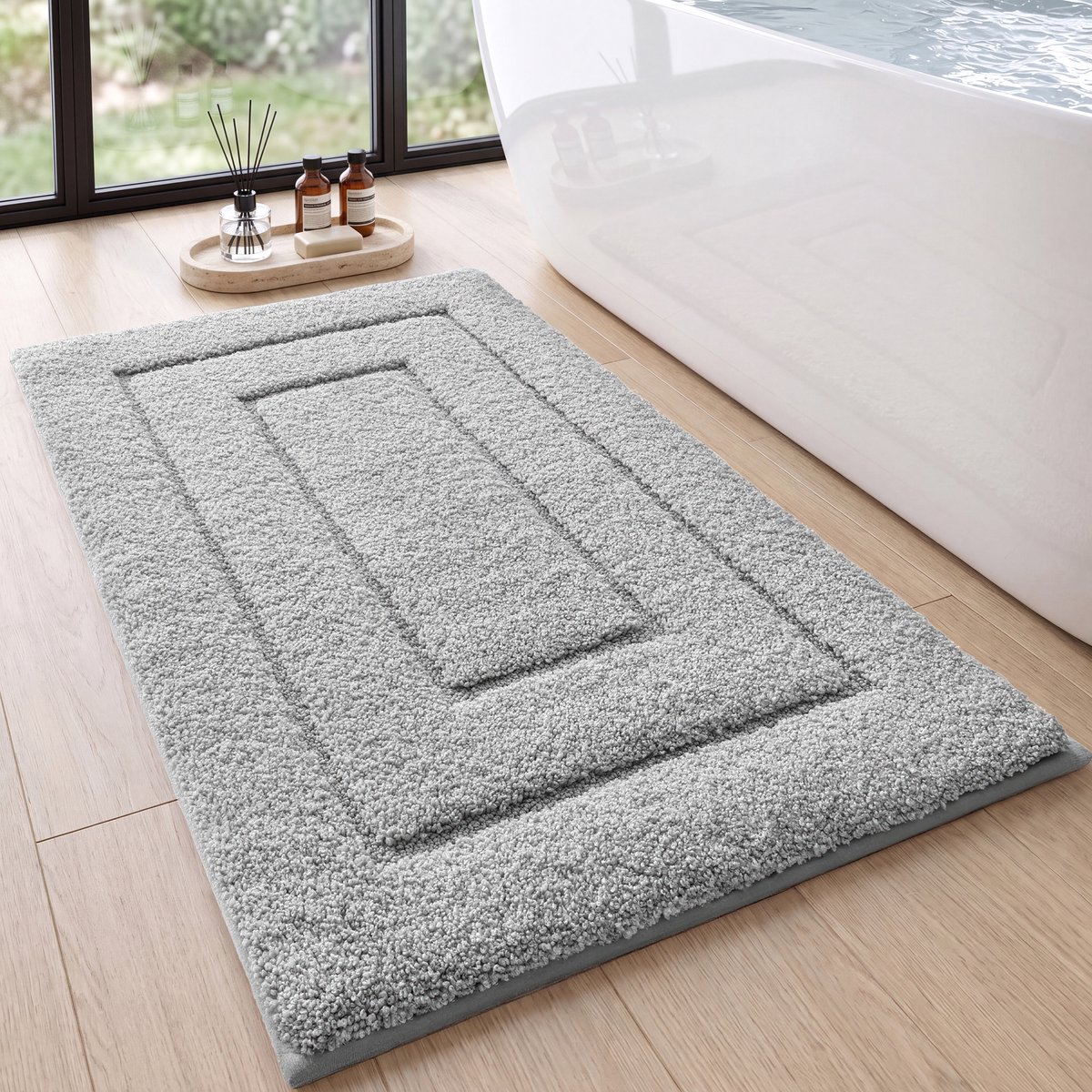 MAESON Badmat 60x90 cm - Antislip en absorberend - Lichtgrijs